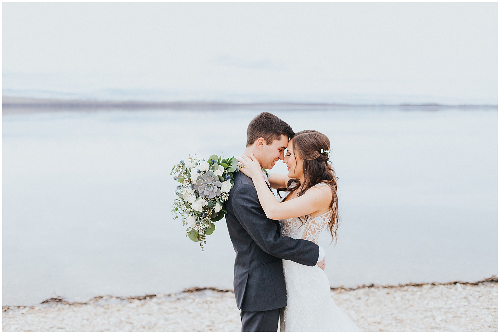 Dusty Blue and Blush Idaho Lake Wedding by Karli Elliott Photography