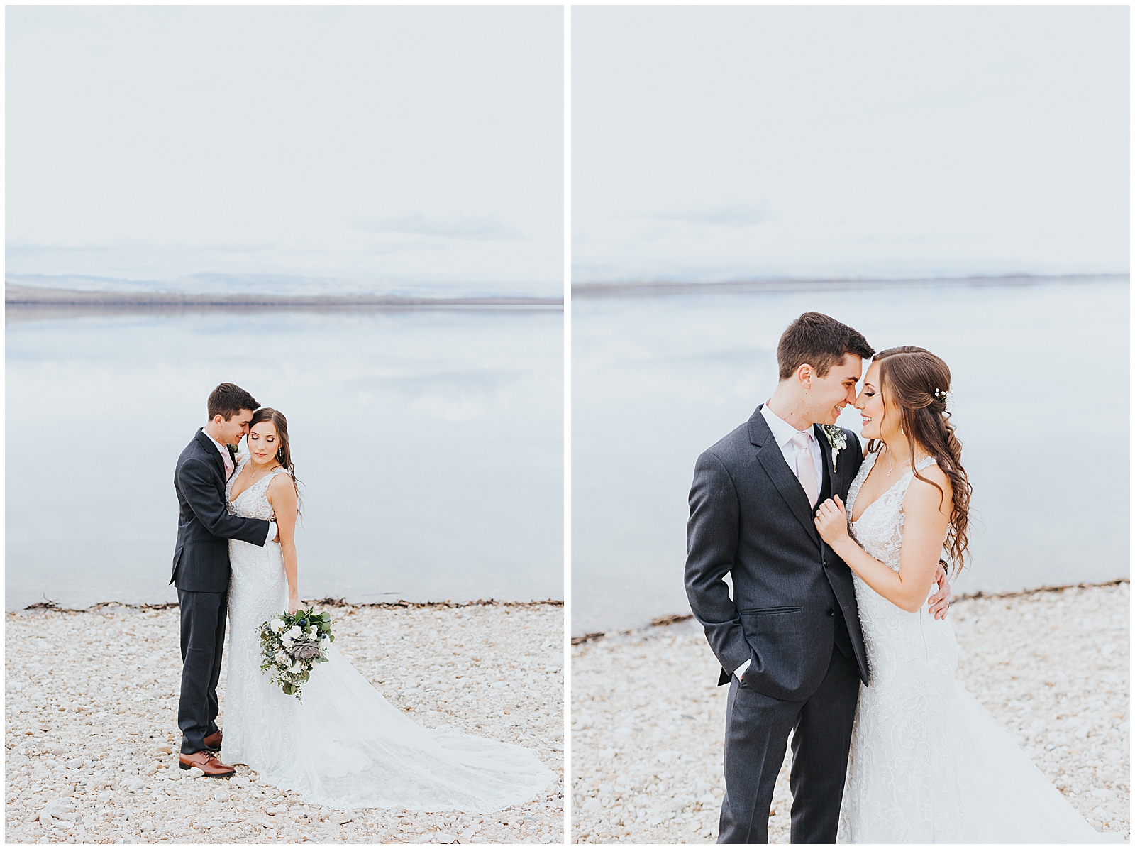 Dusty Blue and Blush Idaho Lake Wedding by Karli Elliott Photography