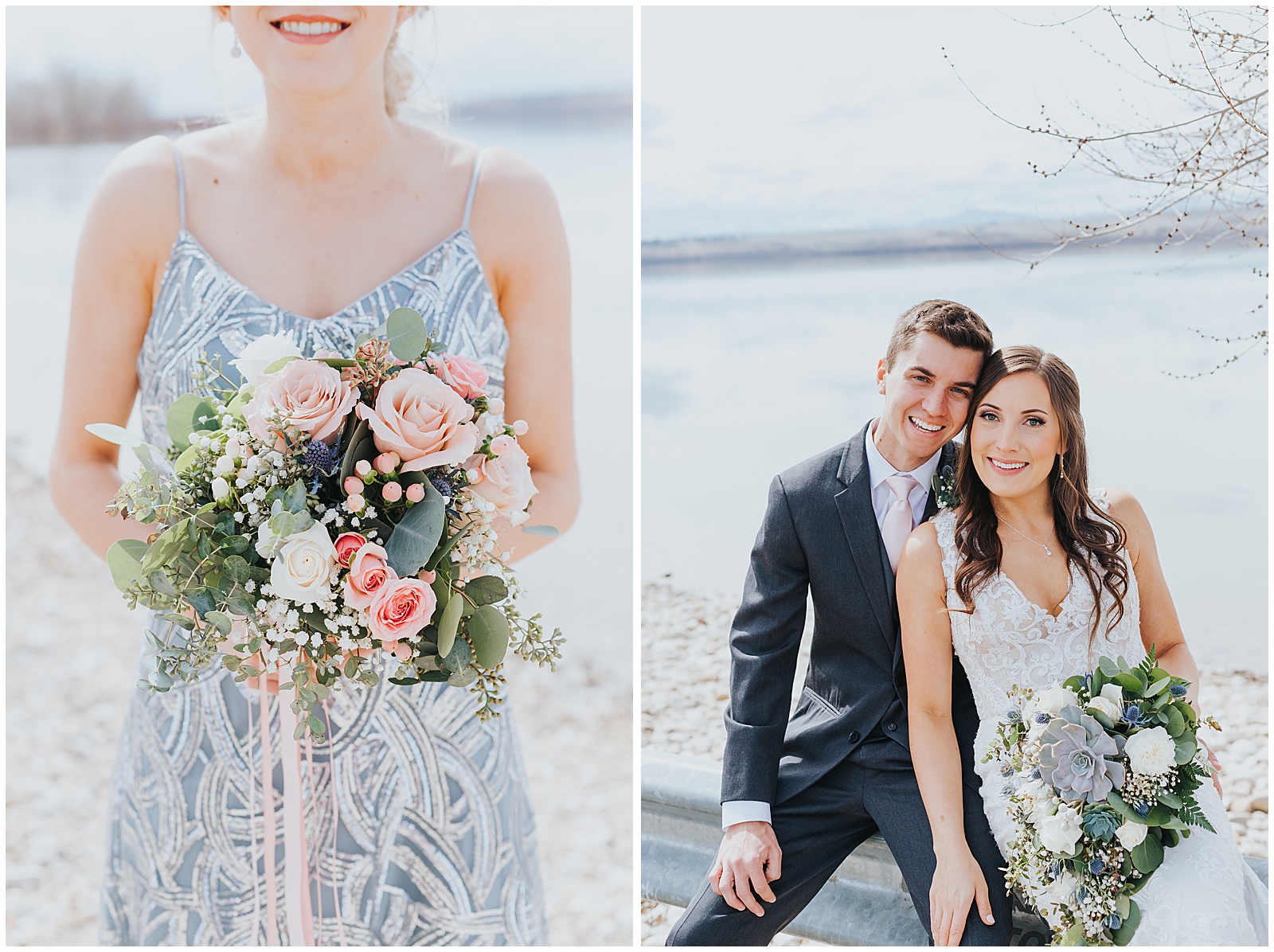 Dusty Blue and Blush Lake Wedding in Idaho by Karli Elliott Photography