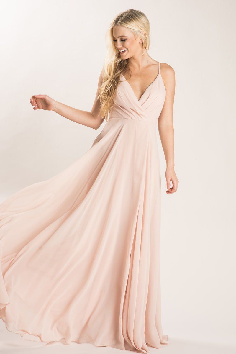Blush Flowy dress for engagement session