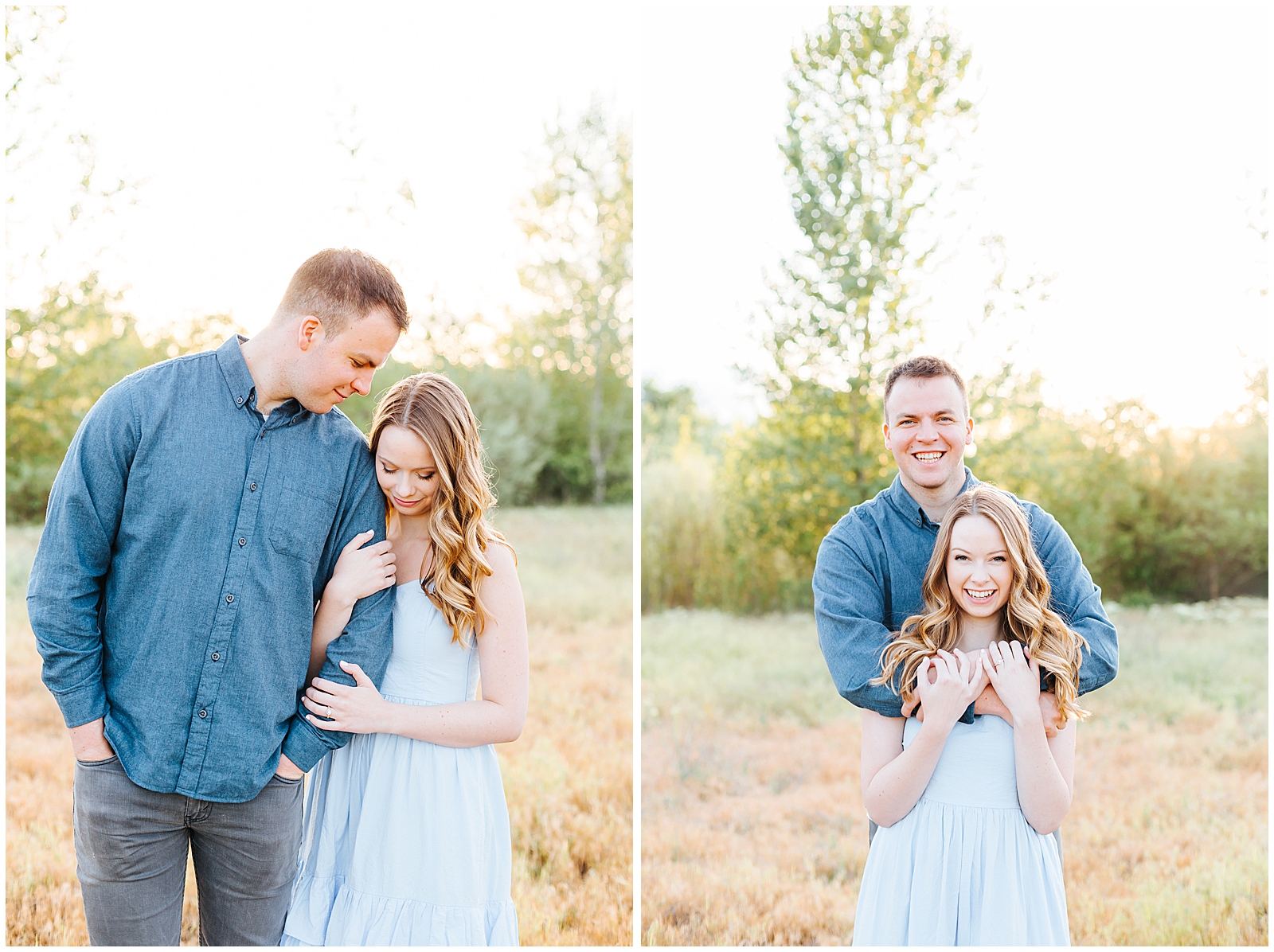 Navy and Light Blue Engagement Session Outfits