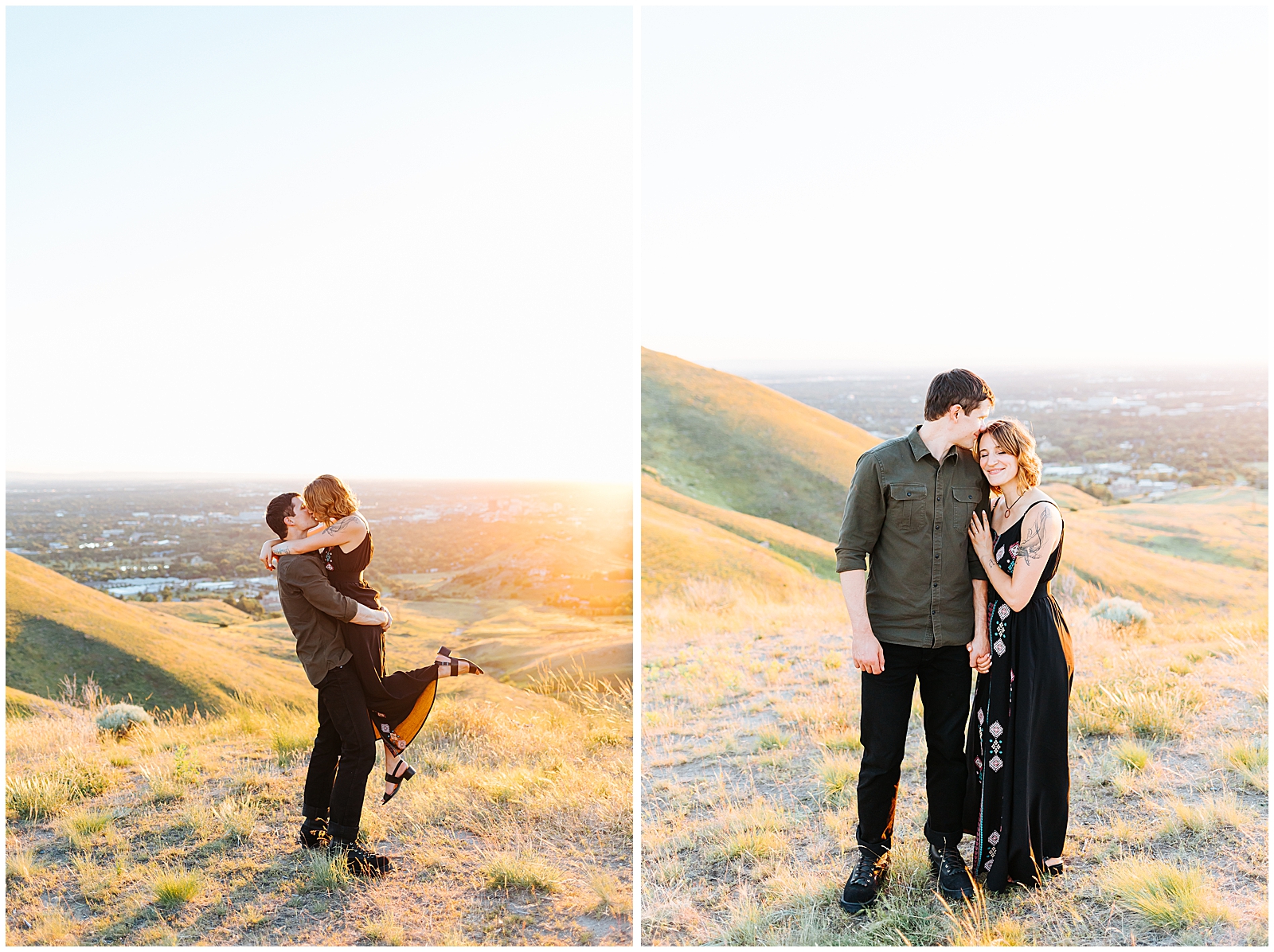 Kissing in the Foothills Engagement Photos