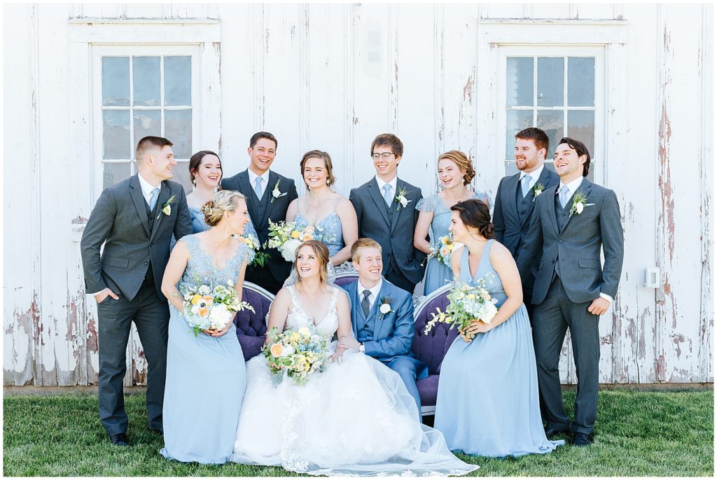 Bridal Party at White Barn at Happy Valley on Vintage Couch