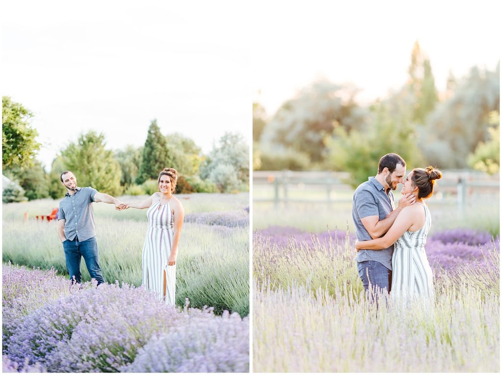 Lavender Field Golden Hour Engagement Photos