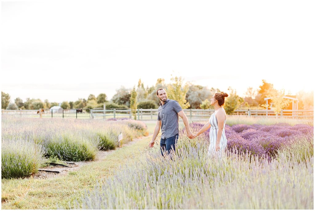 Boise Lavender Field Engagements at Golden Hour