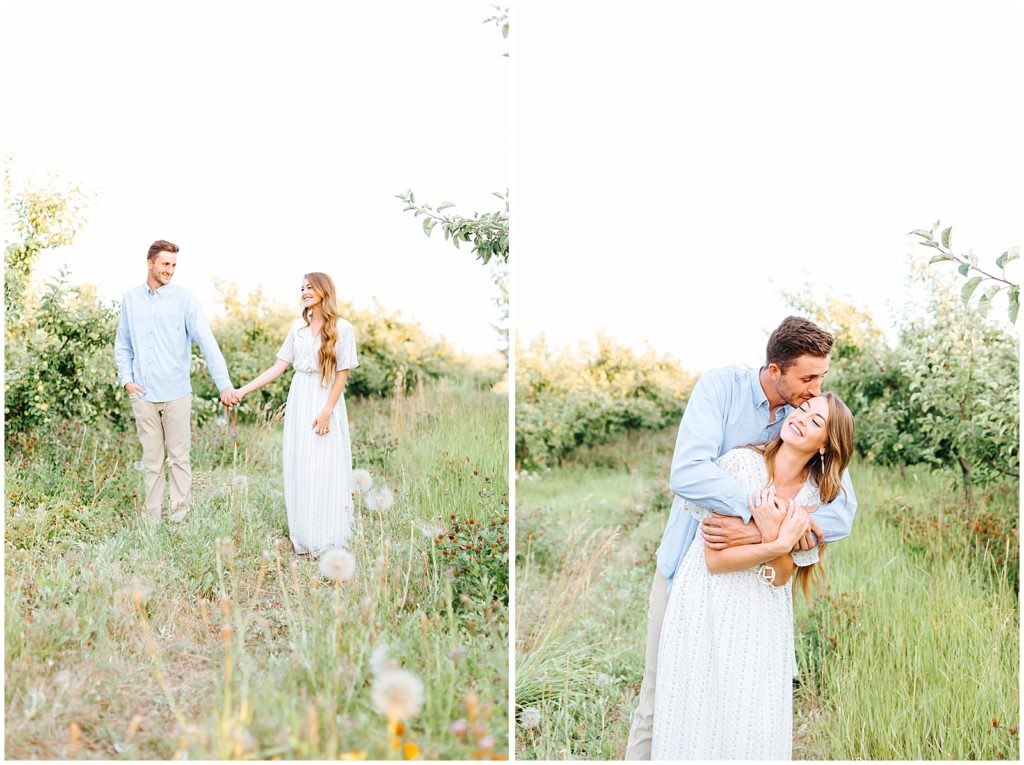 dreamy summer orchard engagement session