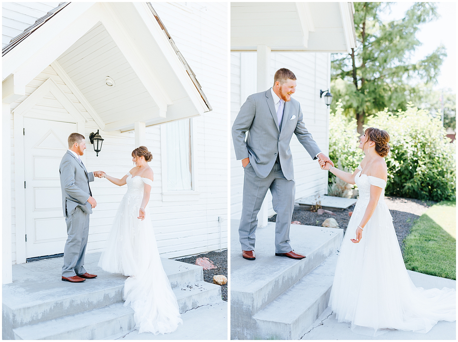 Bride and Groom First Look at Still Water Hollow Wedding