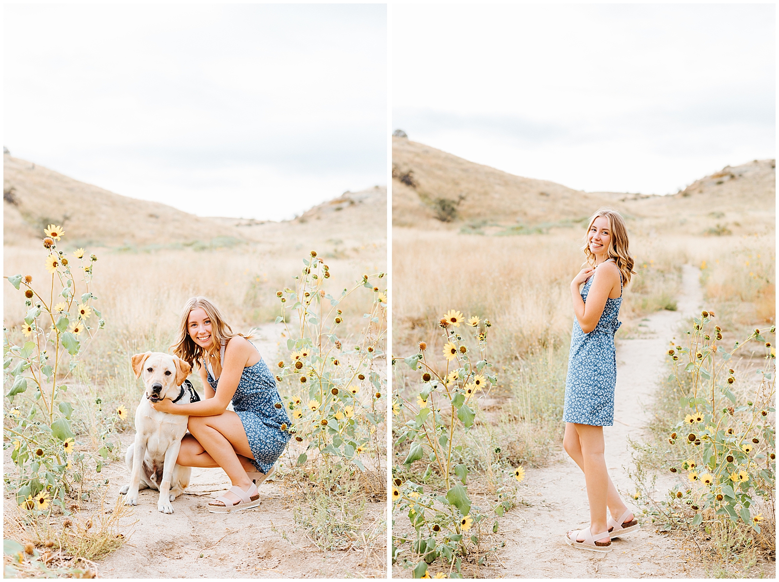 Boise Foothills Senior Session with Yellow lab puppy