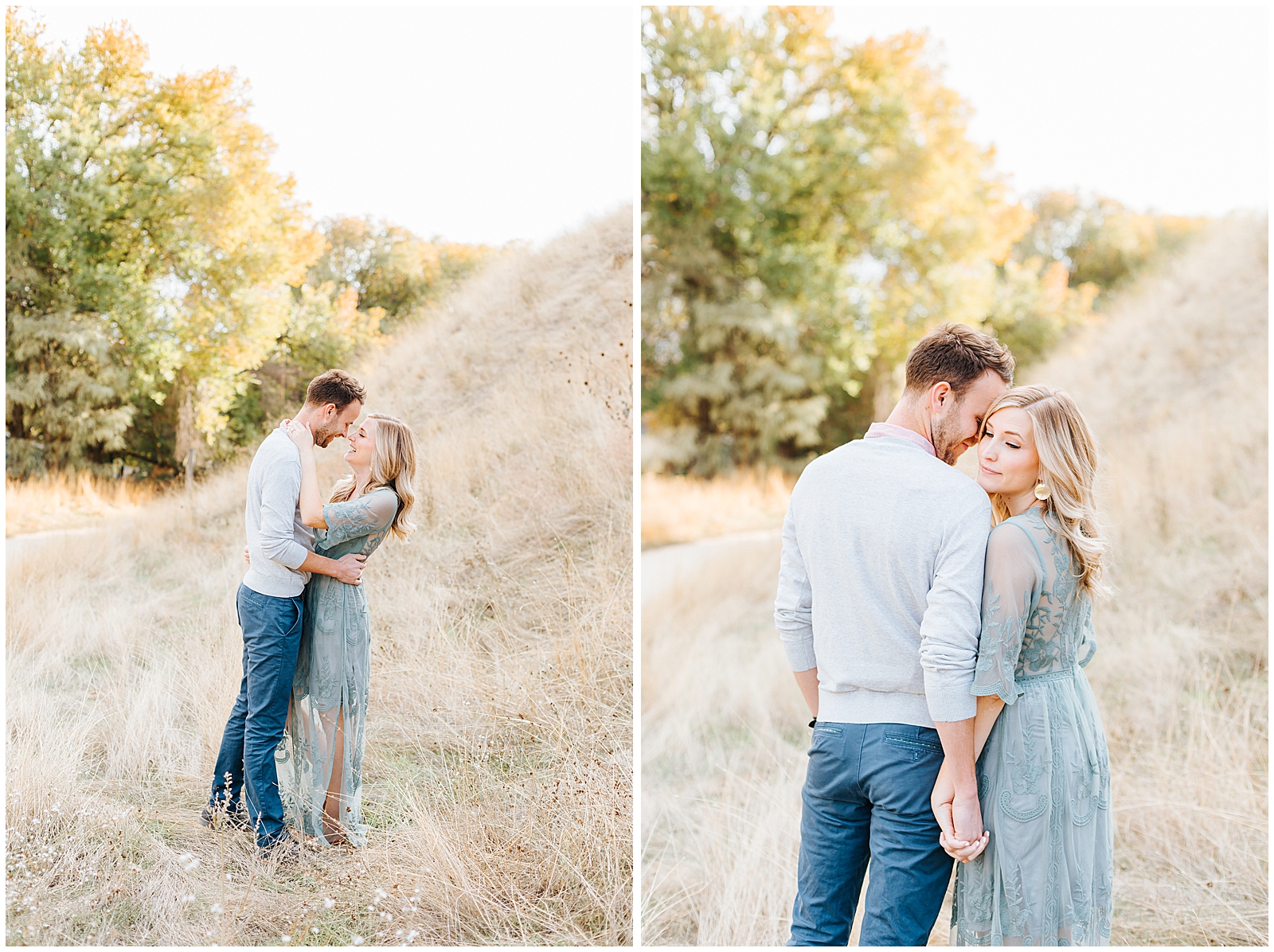 Dreamy Engagement Session in Boise Idaho with blue lacy dress