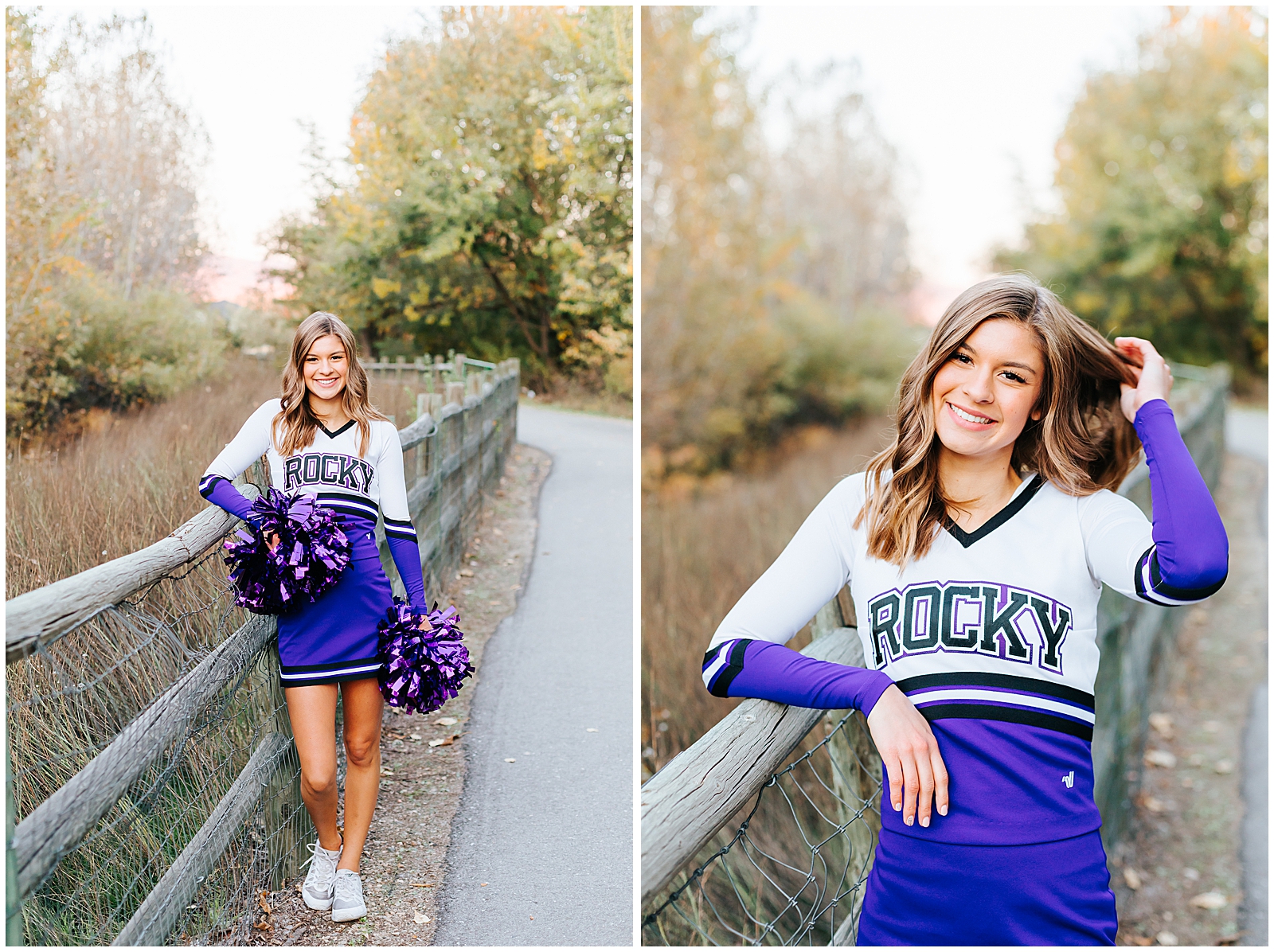 Fall Boise River Senior Photos Cheerleader Rocky Mountain