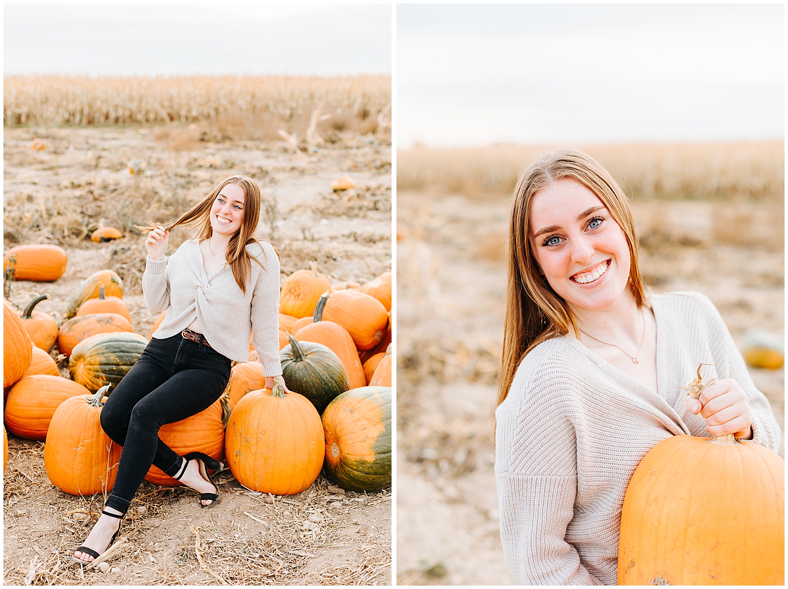 Fall Senior Session at the Pumpkin Patch Linder Farms