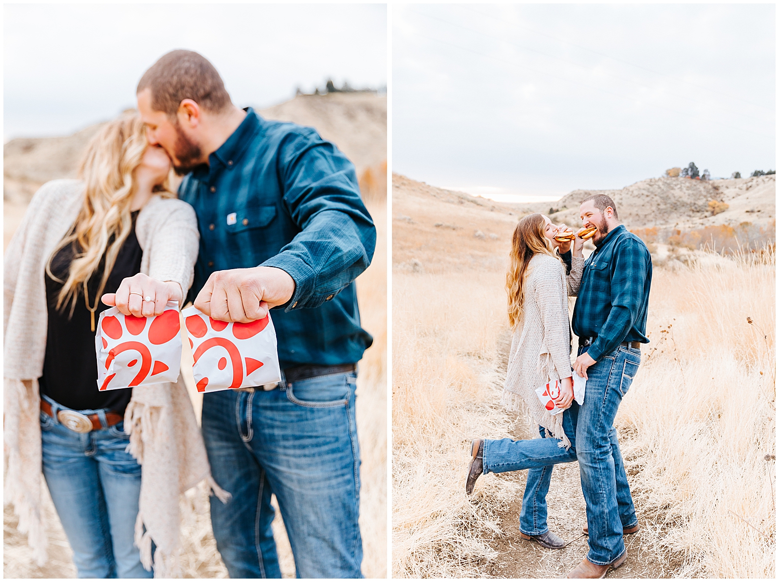 Engagement Photos with Chick Fil A Food