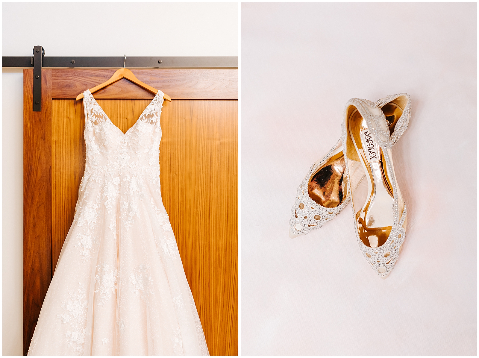 Maggie Sottero dress and badgley mischka wedding shoes