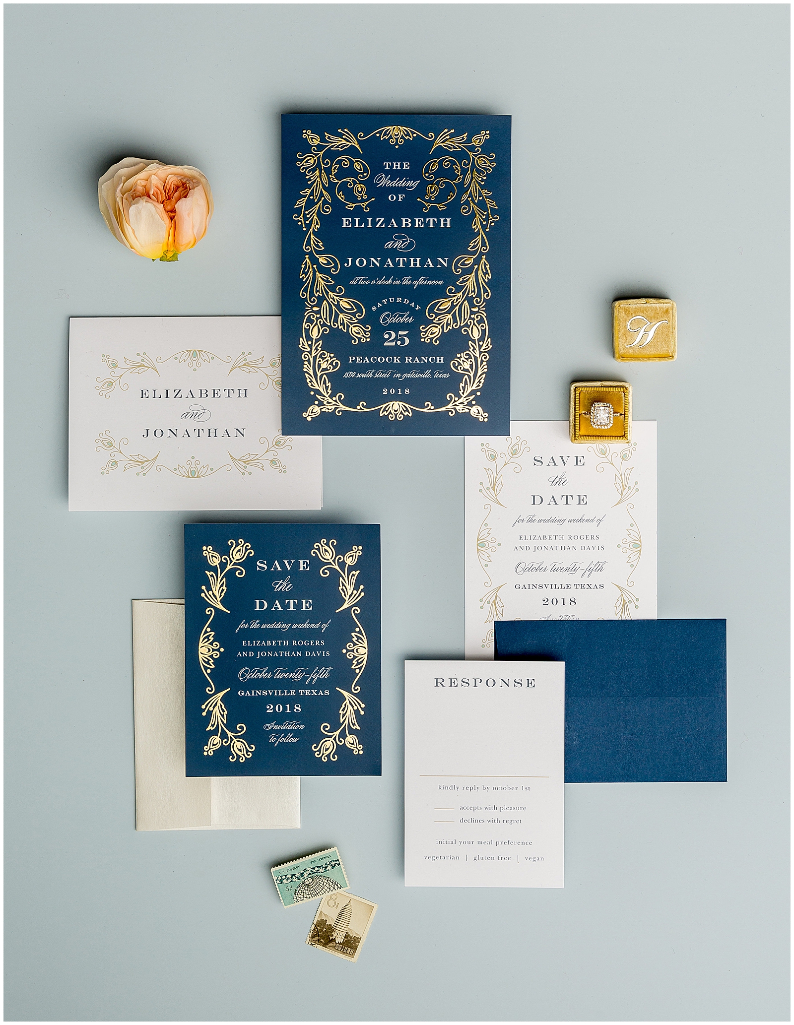 shabby and chic engagement invites