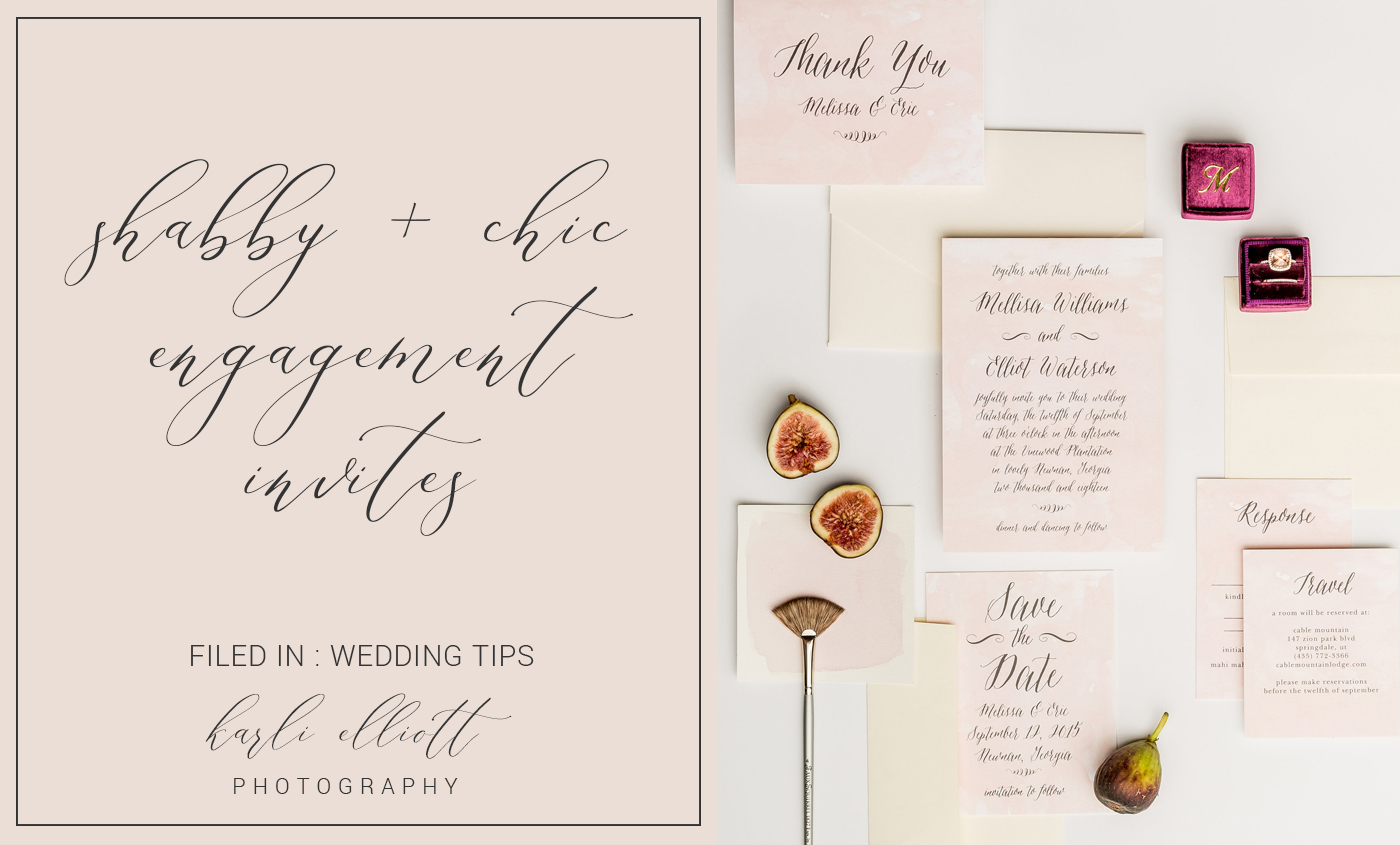 shabby and chic engagement invites