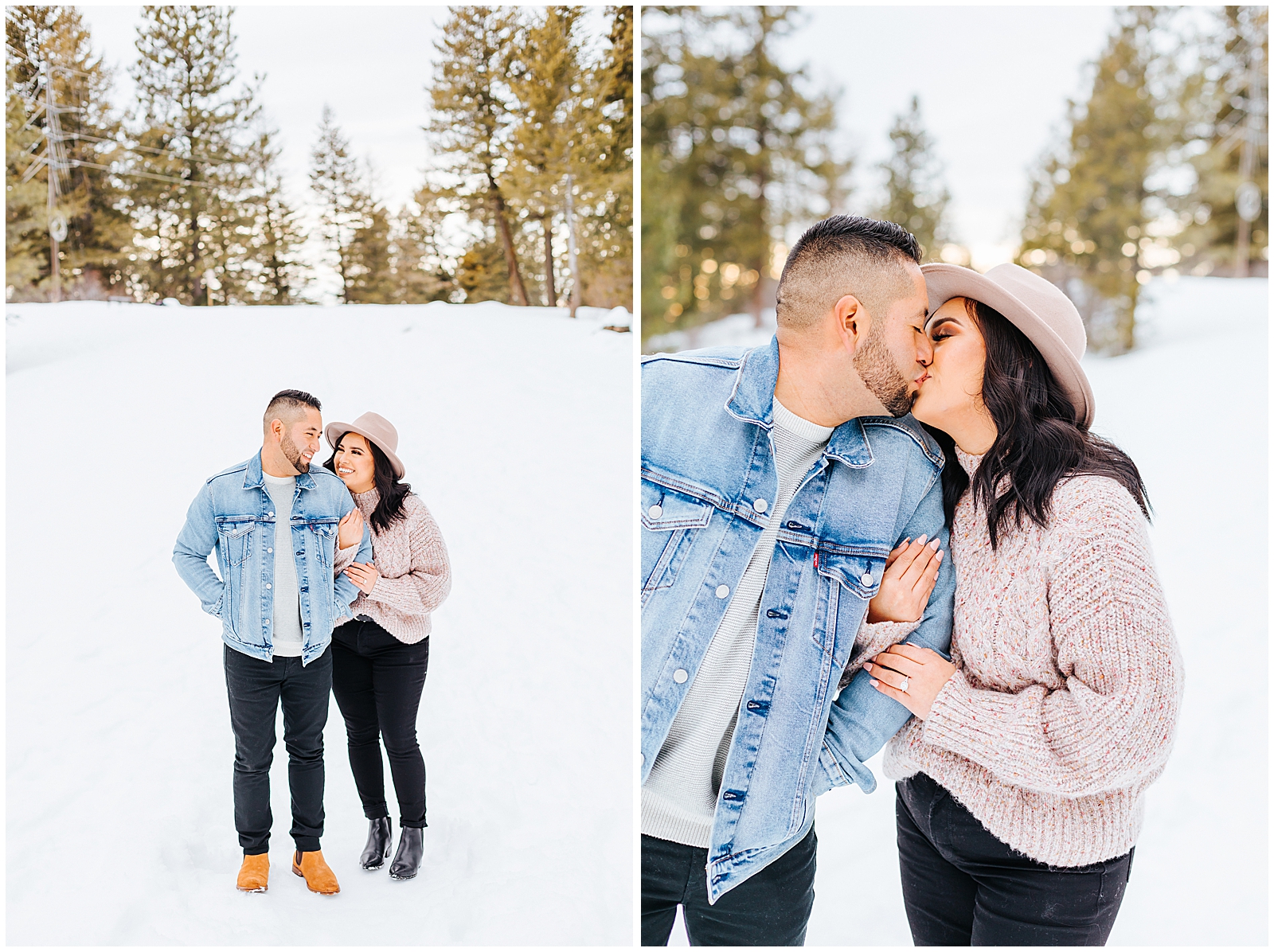 Dreamy Winter Engagement in the Snow near Boise Idaho