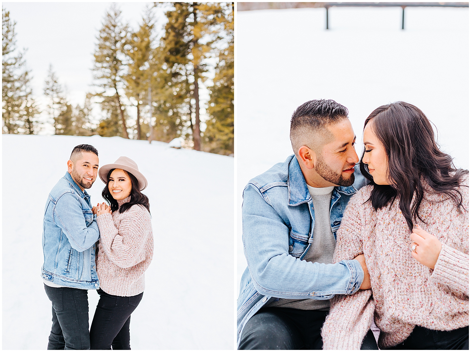 Bogus Basin Winter Engagement Session in the snow