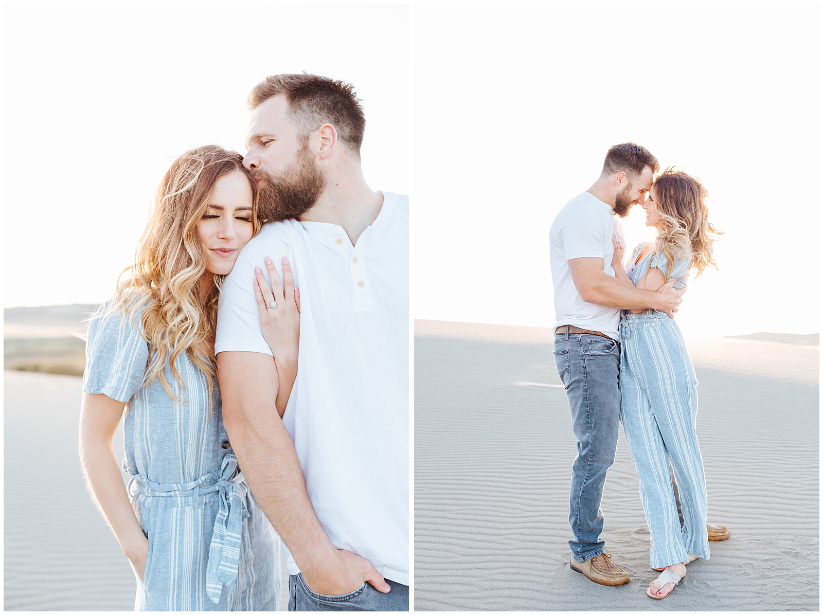 Beachy Light and Airy Sand Dunes Engagement Photos
