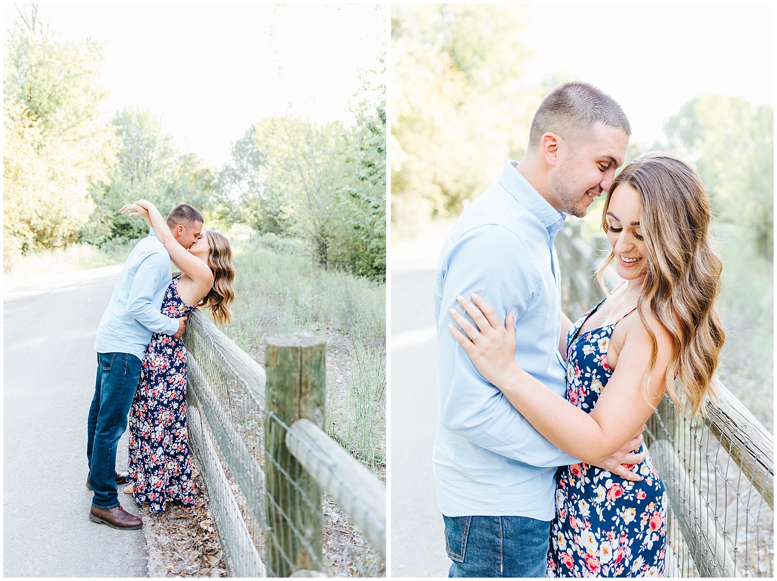 Romantic Light and Airy Spring Engagement Session on the Boise River
