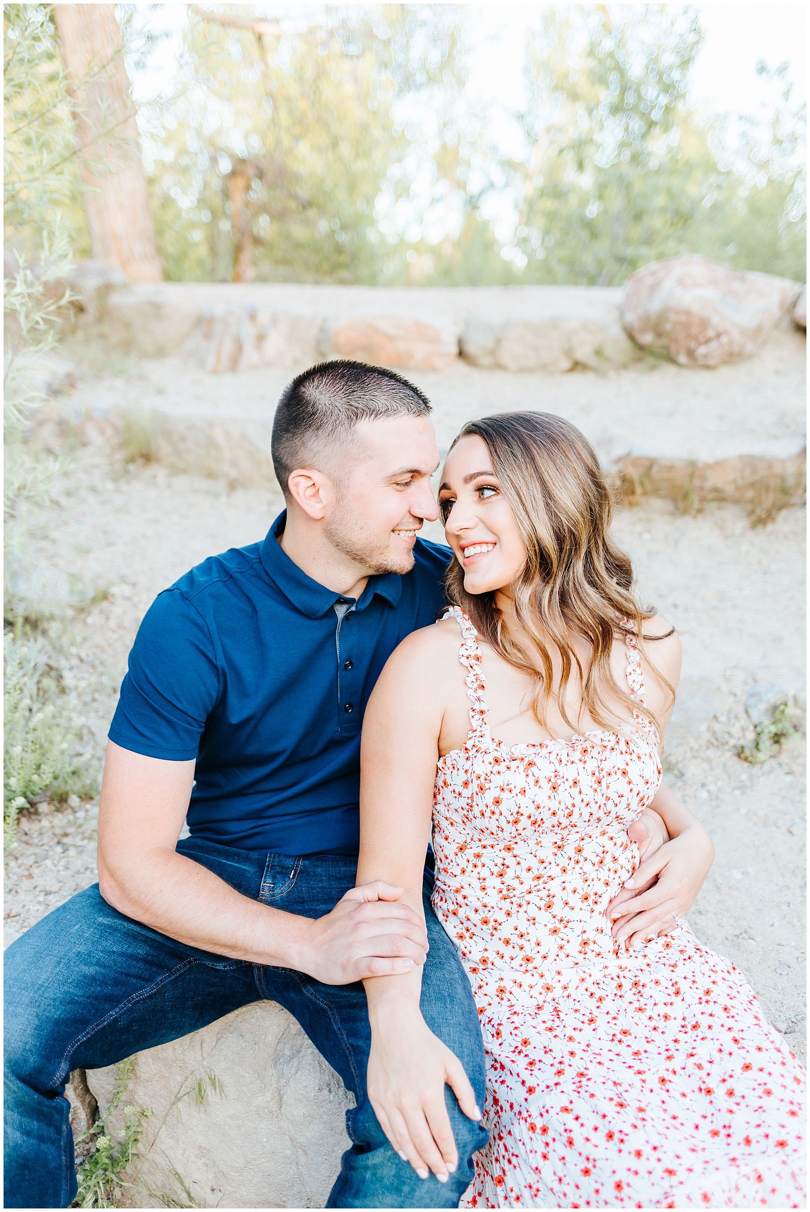 Romantic Light and Airy Spring Engagement Session on the Boise River