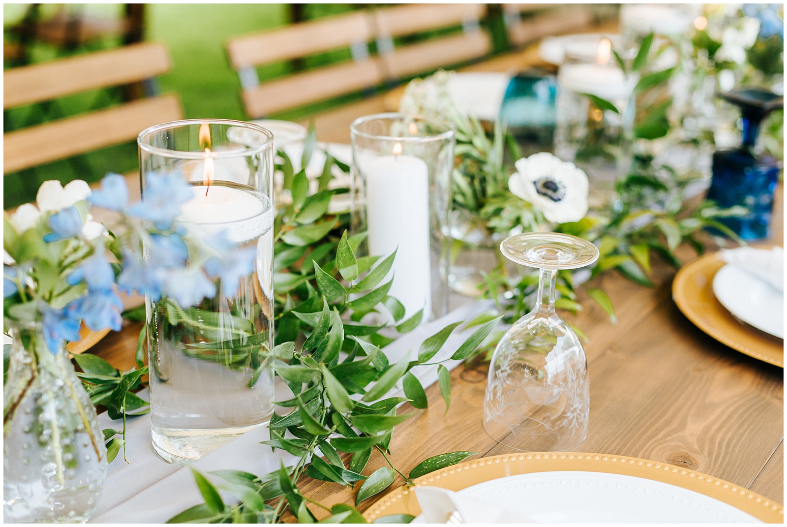 Dinner Al Fresco - Backyard Micro Wedding with Florals and Farm tables