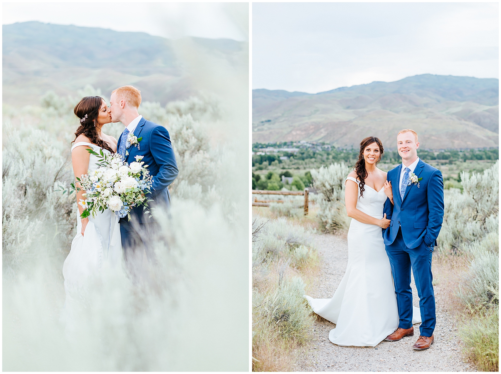 Boise Foothills Oregon Trail Wedding Husband and Wife Sunset Photos