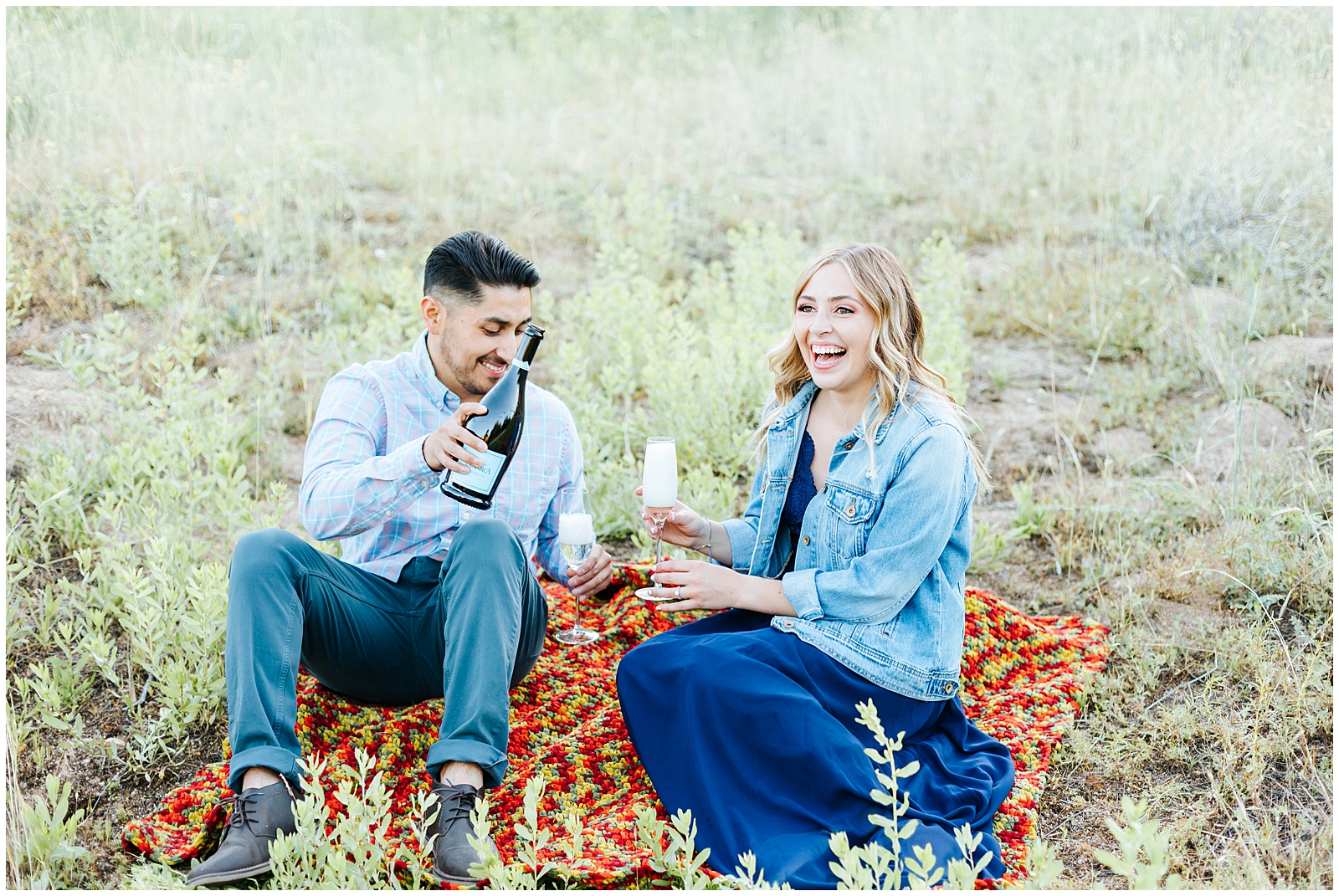 Camel's Back Engagement Photos with Champagne Toast