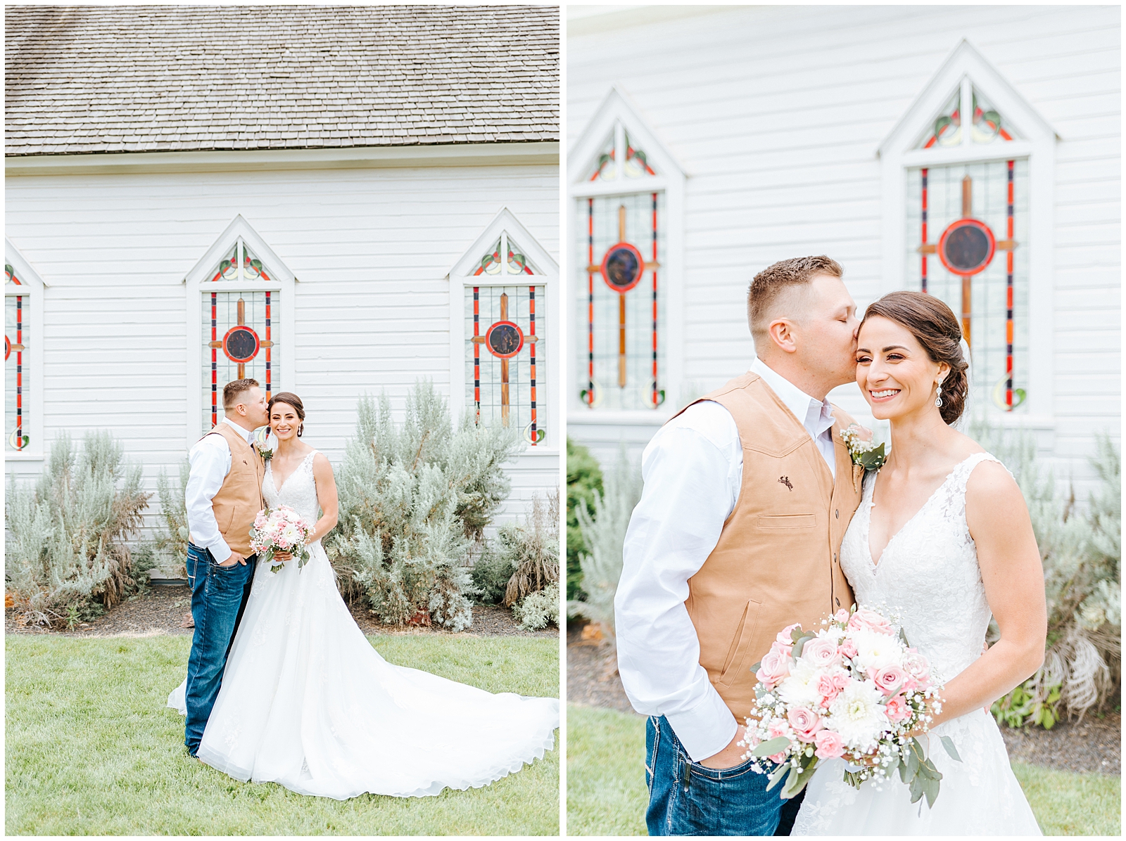 Husband and Wife Portraits at Rustic Chic Still Water Hollow Wedding
