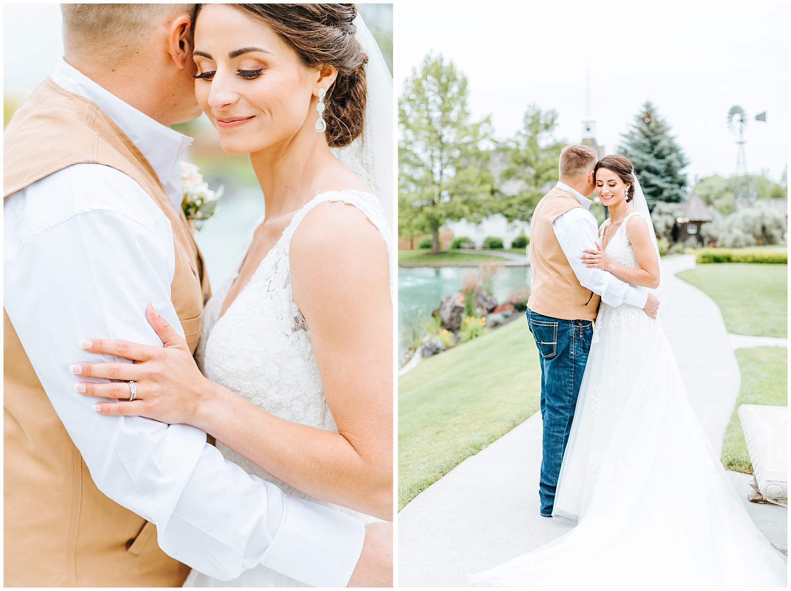 Gorgeous Husband and Wife Wedding Day Portraits at Rustic Chic Still Water Hollow Wedding