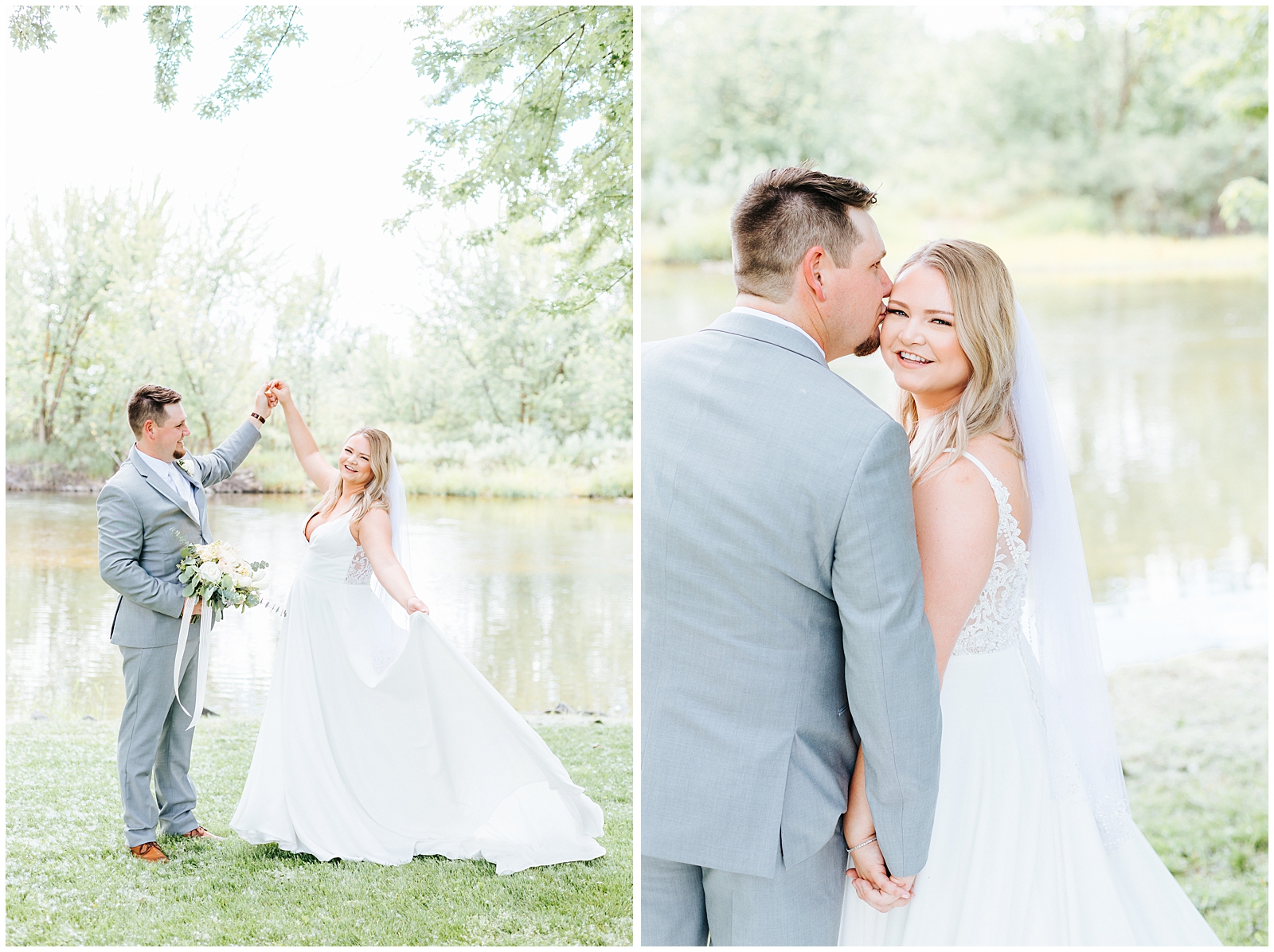 Bride and Groom Portraits at White Willow Estate Wedding Twirling in Dress