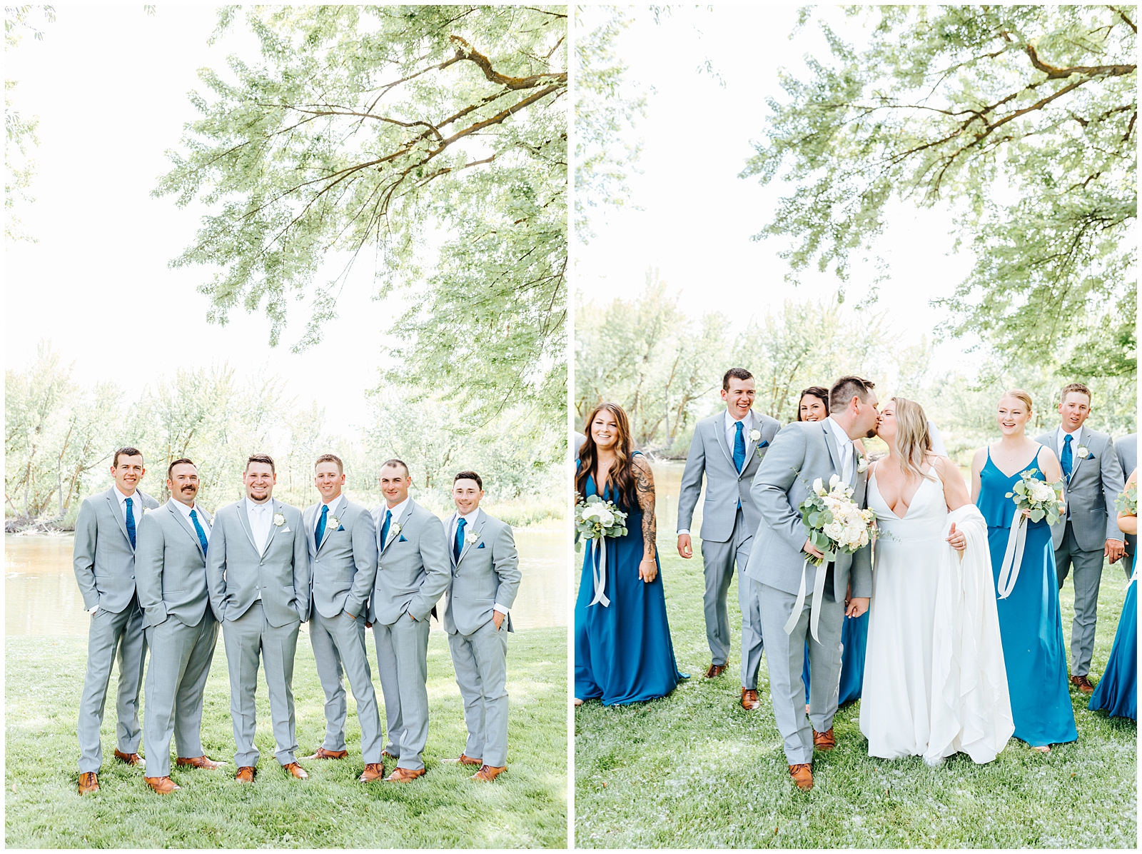 Teal and Light Grey Bridal Party