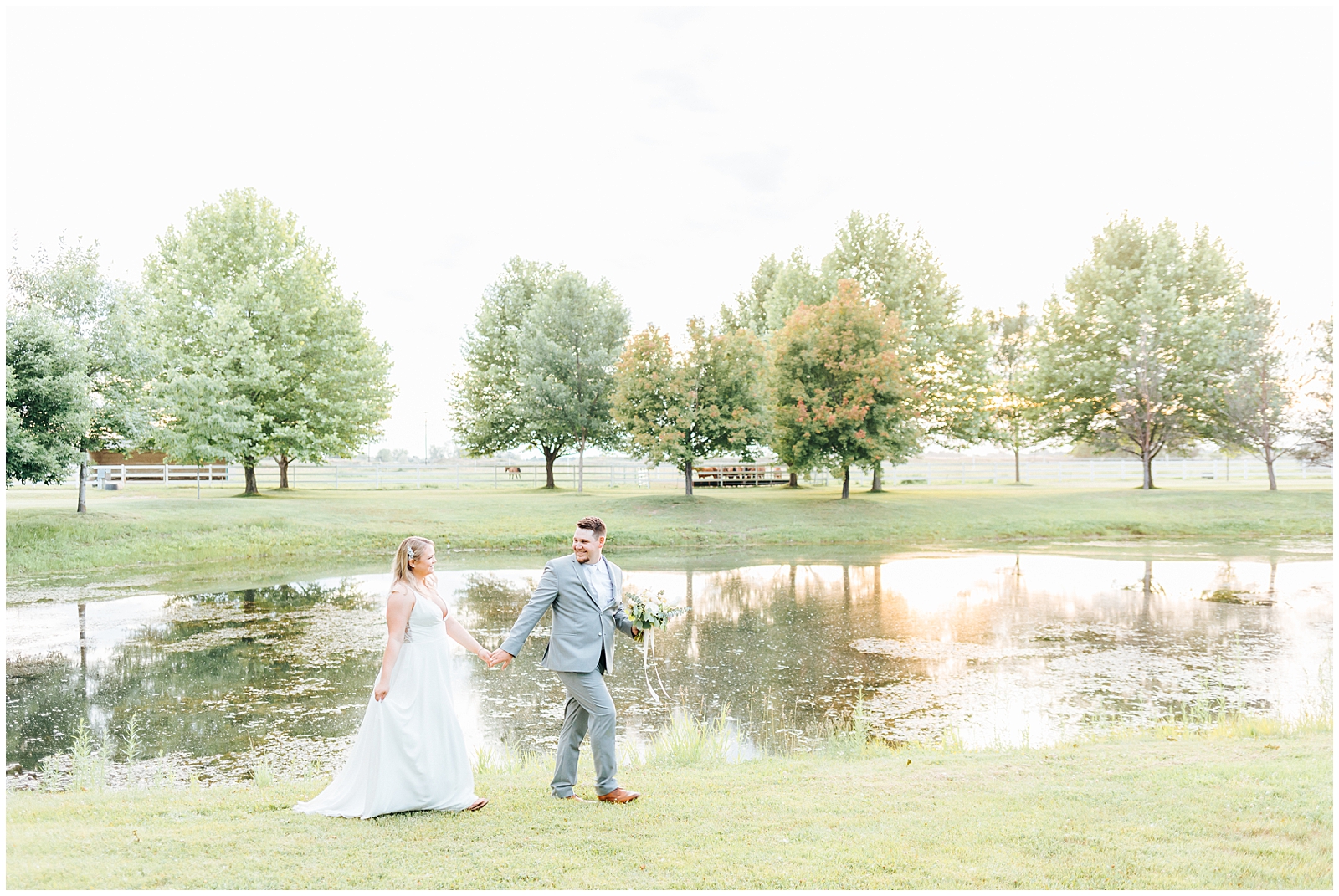Sunset Golden Hour Husband and Wife Portraits at White Willow Estate Wedding along the Boise River