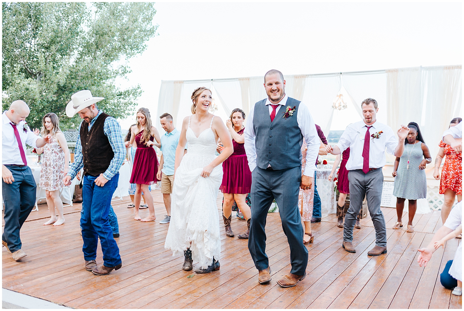 Country Line Dancing at Wedding Reception