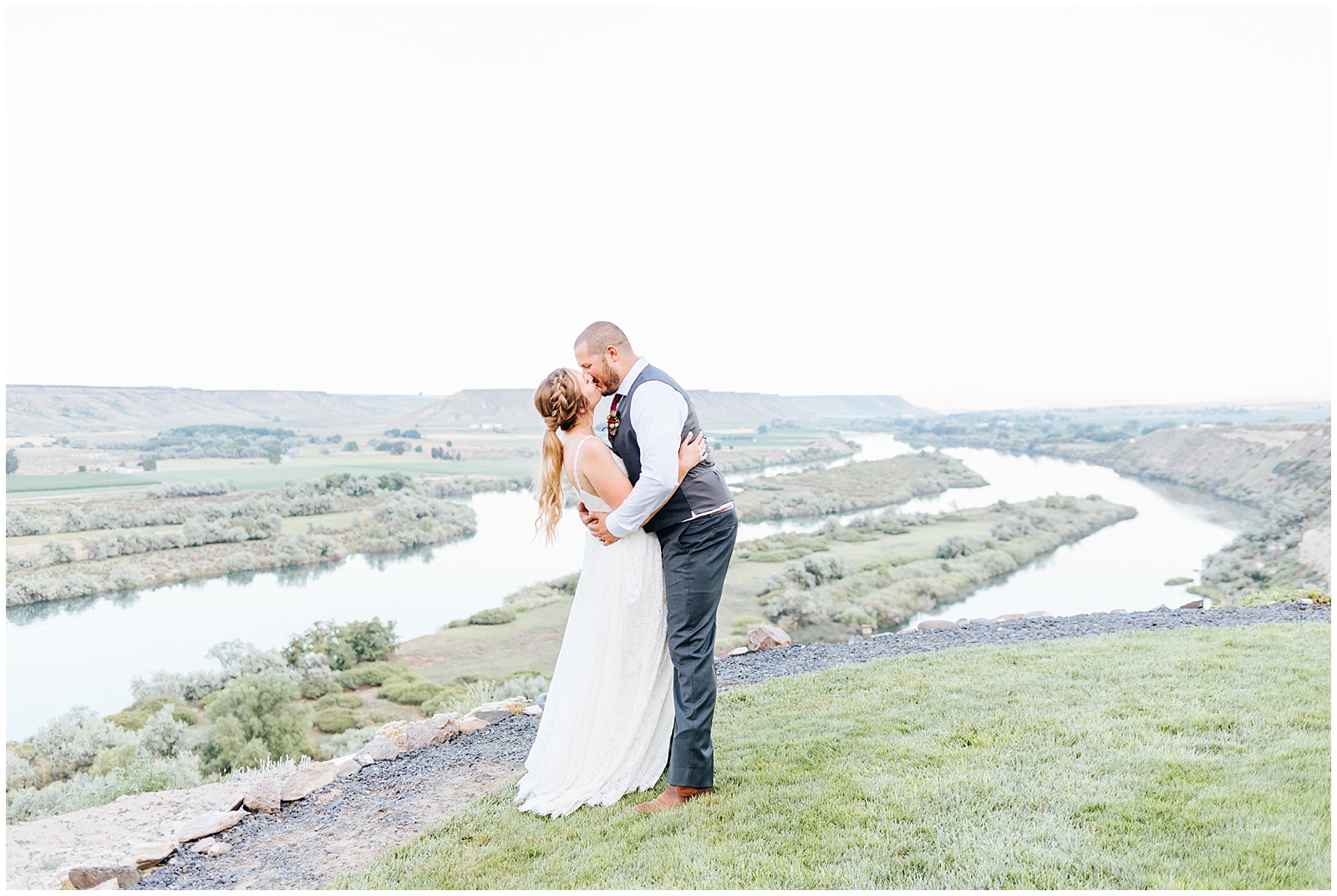 Husband and Wife Kissing overlooking the Snake River Canyon