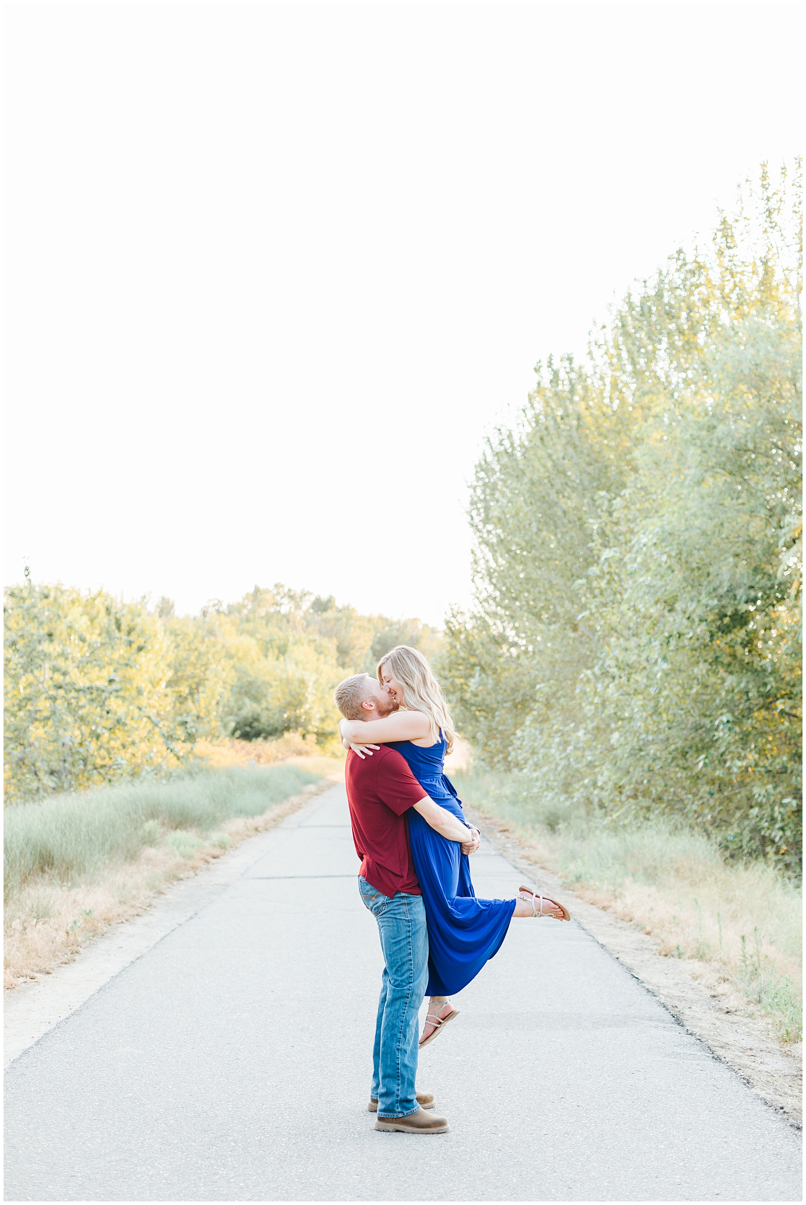 July Boise River Engagement at Merrill Park in Eagle, Idaho