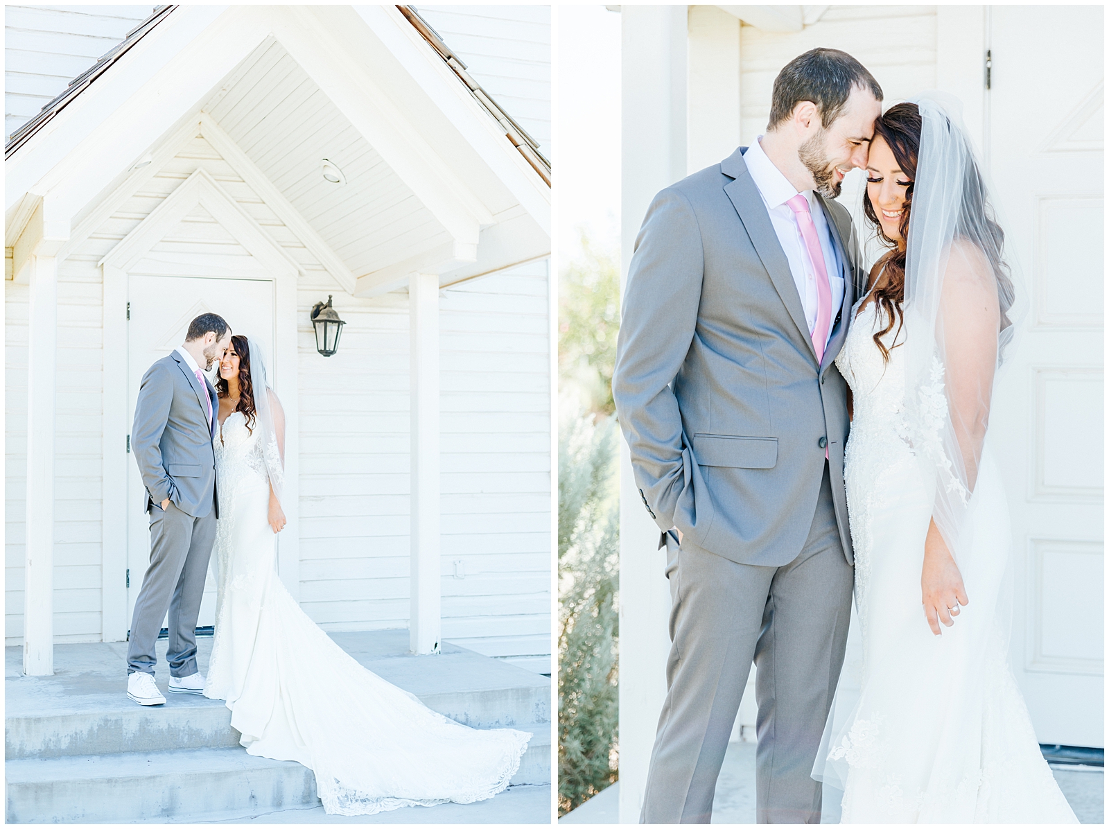 Bride and Groom Portraits at Summer Still Water Hollow Wedding