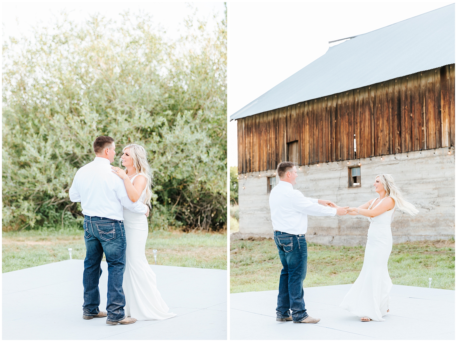 The First Dance as Husband and Wife at Outdoor Private Ranch Wedding