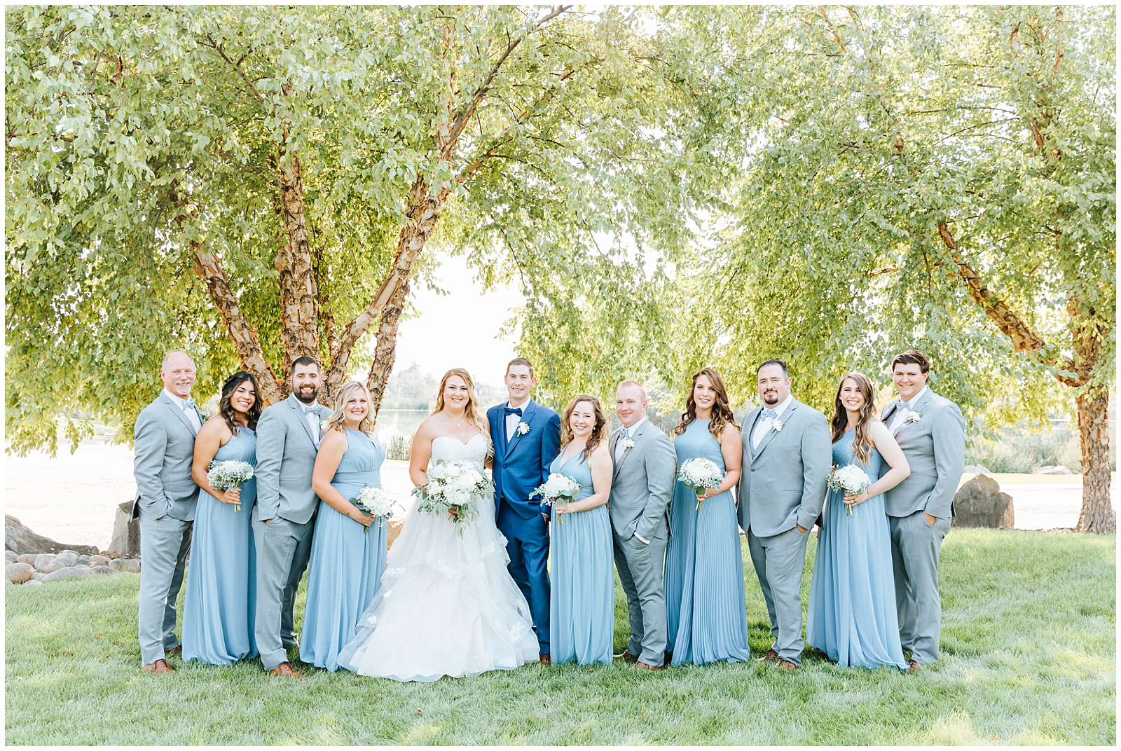 A Creekside Affair Wedding Dusty Blue and Navy Bridal Party