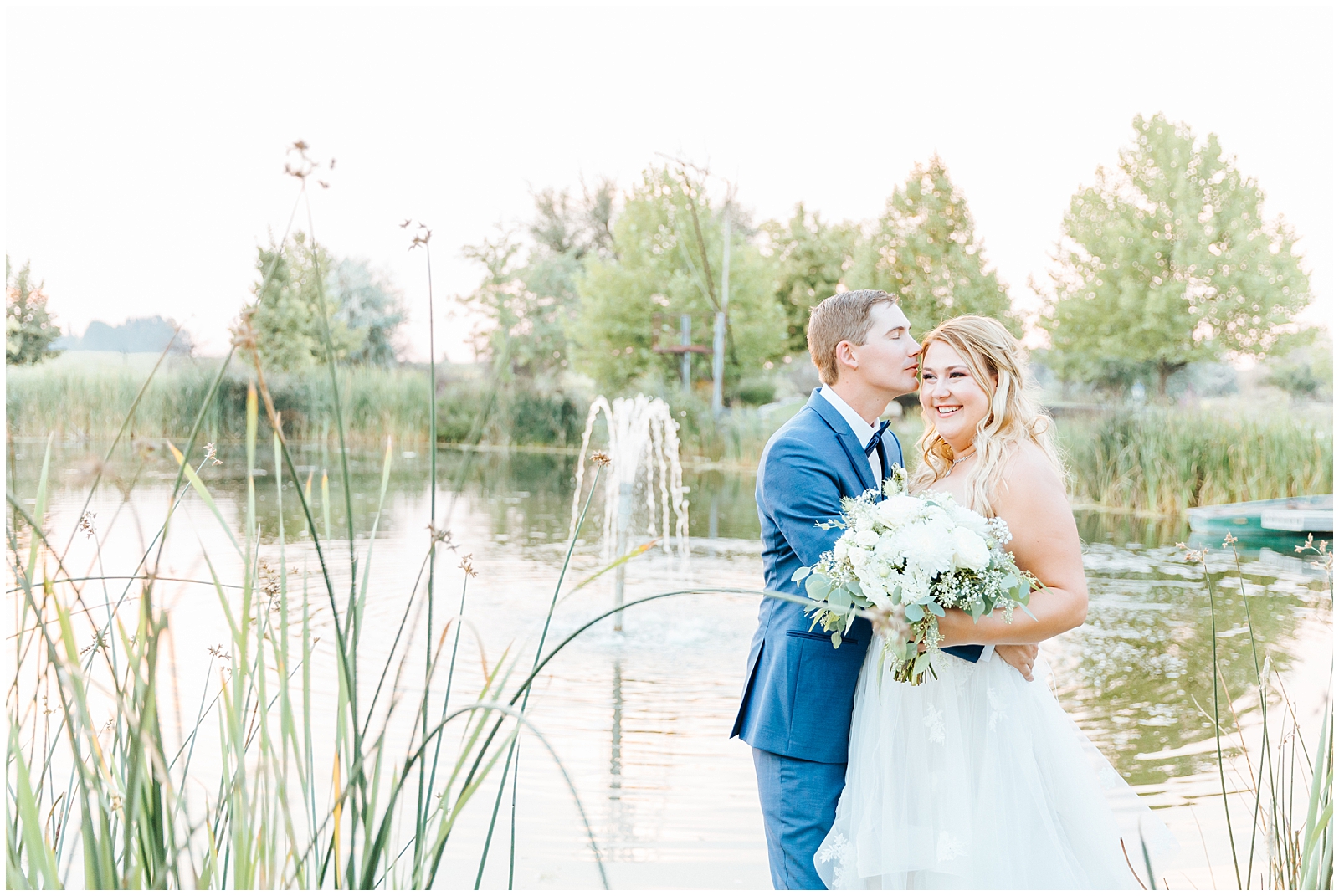 Bride and Groom by the Water at Creekside Affair