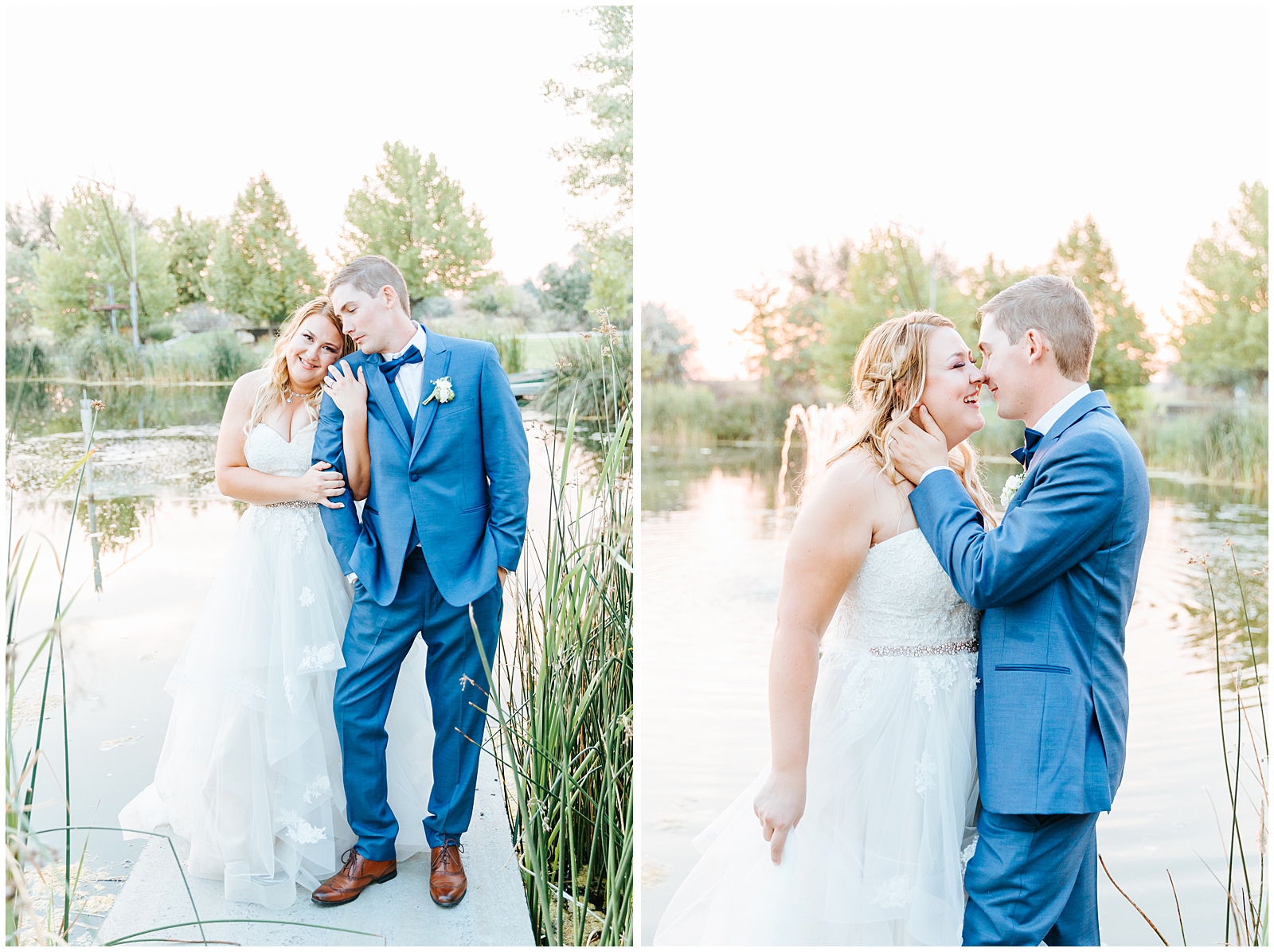 A Creekside Affair Wedding Husband and Wife Golden hour Sunset Photos