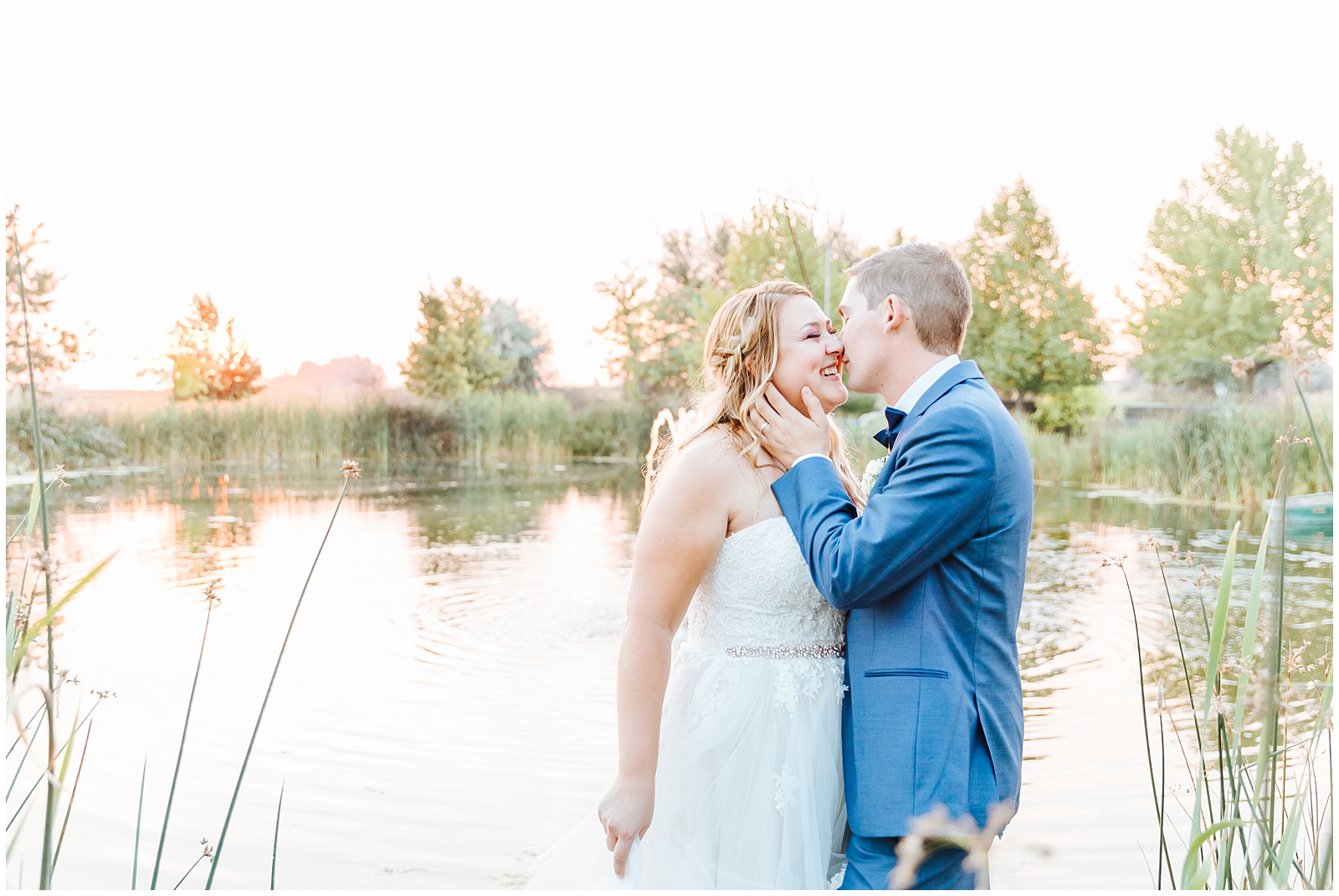 A Creekside Affair Wedding Husband and Wife Golden Hour Photos