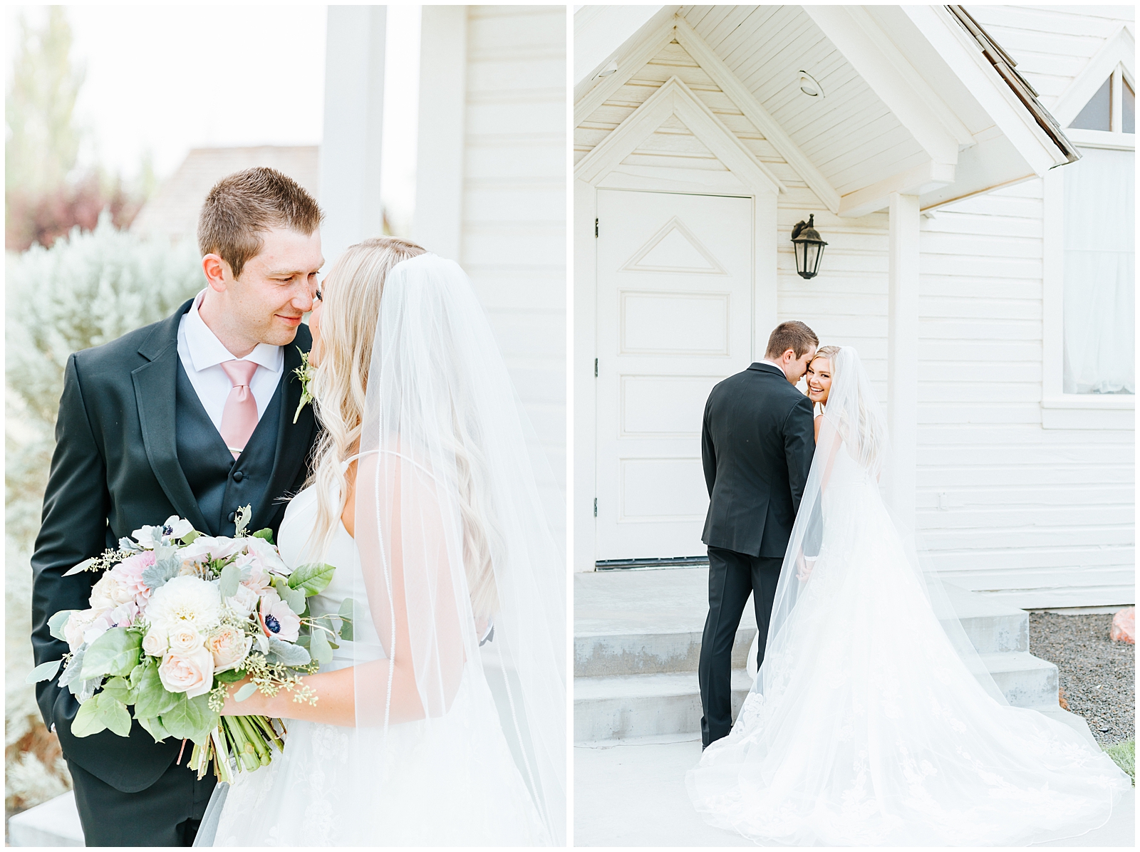 Bride and Groom Portraits at August Still Water Hollow Wedding 