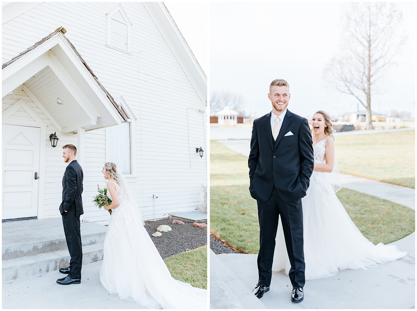 Winter Still Water Hollow Wedding Bride and Groom First Look