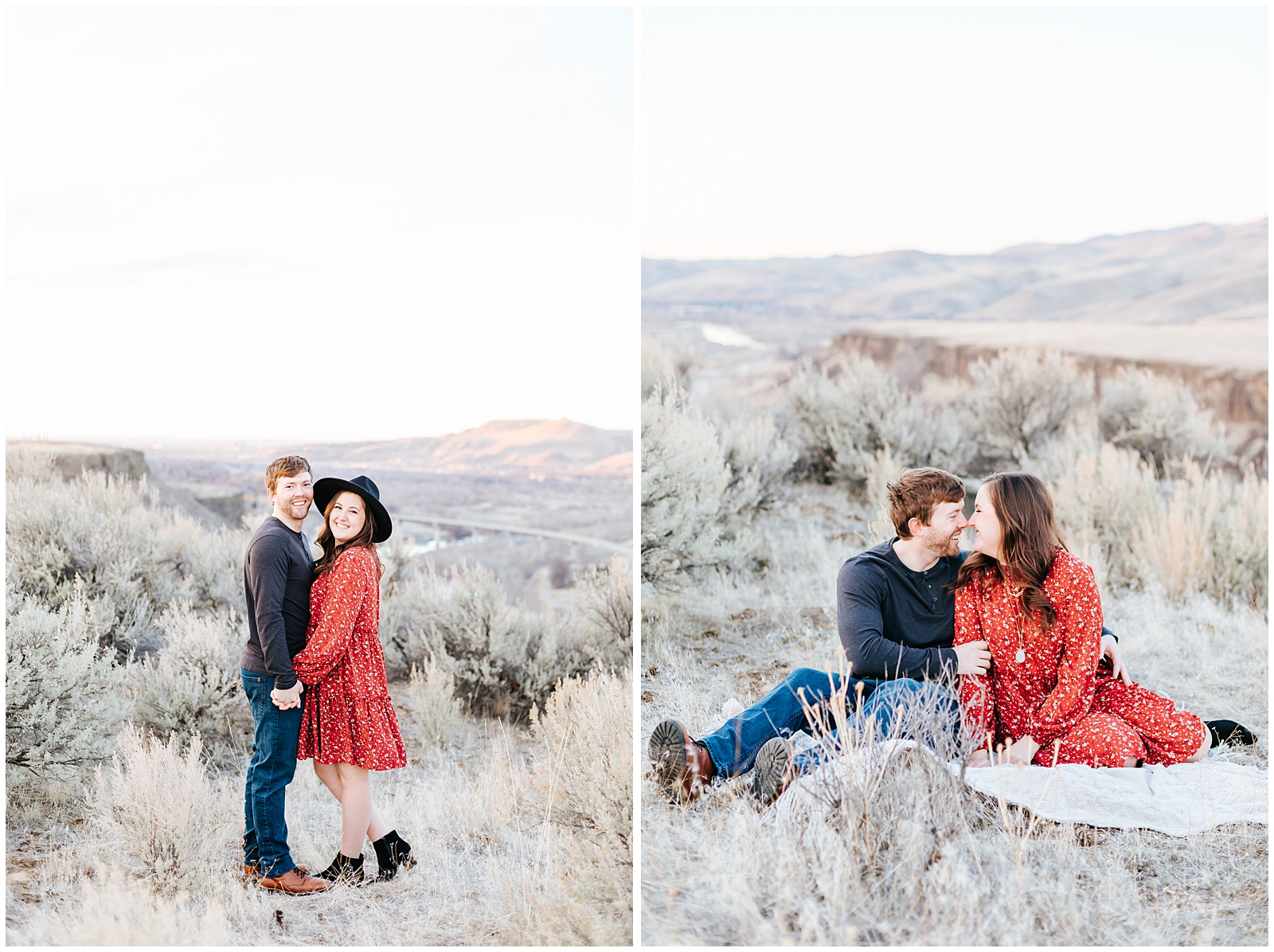 Boise Foothills Desert Engagement Happy Couple Photos