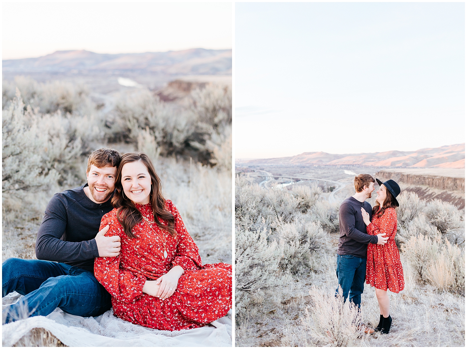 Boise Foothills Desert Engagement Happy Couple Photos