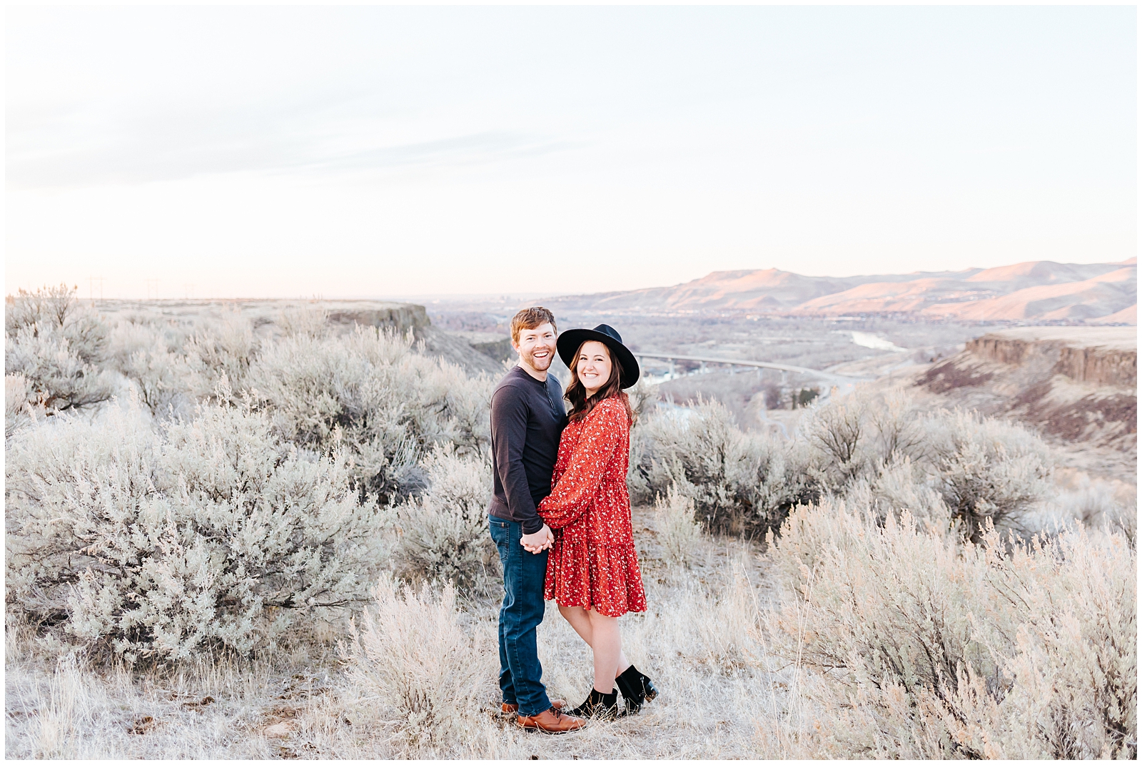 Boise Foothills Desert Engagement Happy Couple Photo