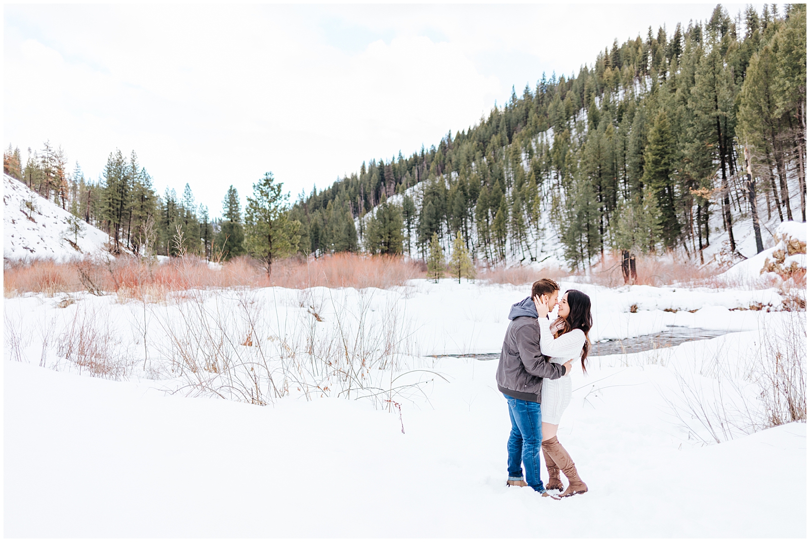 Idaho City Mountain Engagement Wide Shot in Mountains