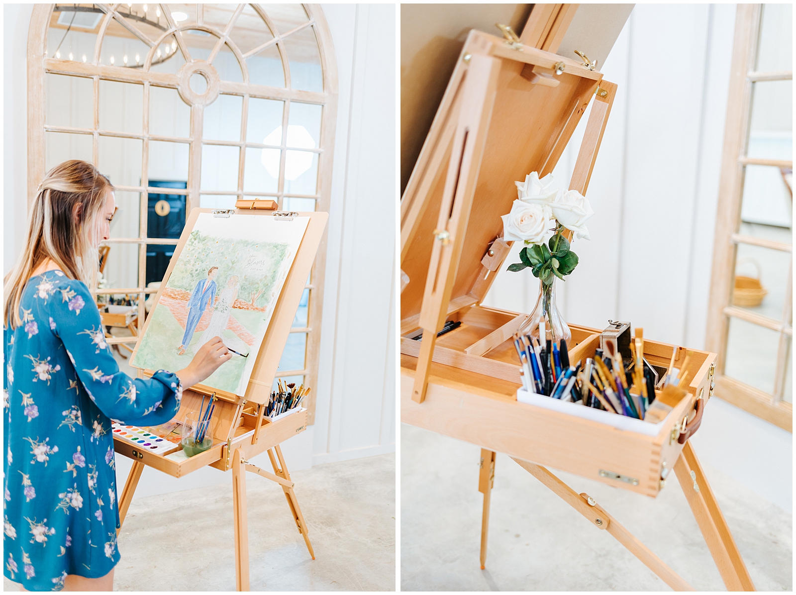 Live Painter at Classic Elegant Florida Wedding Water Color Painting