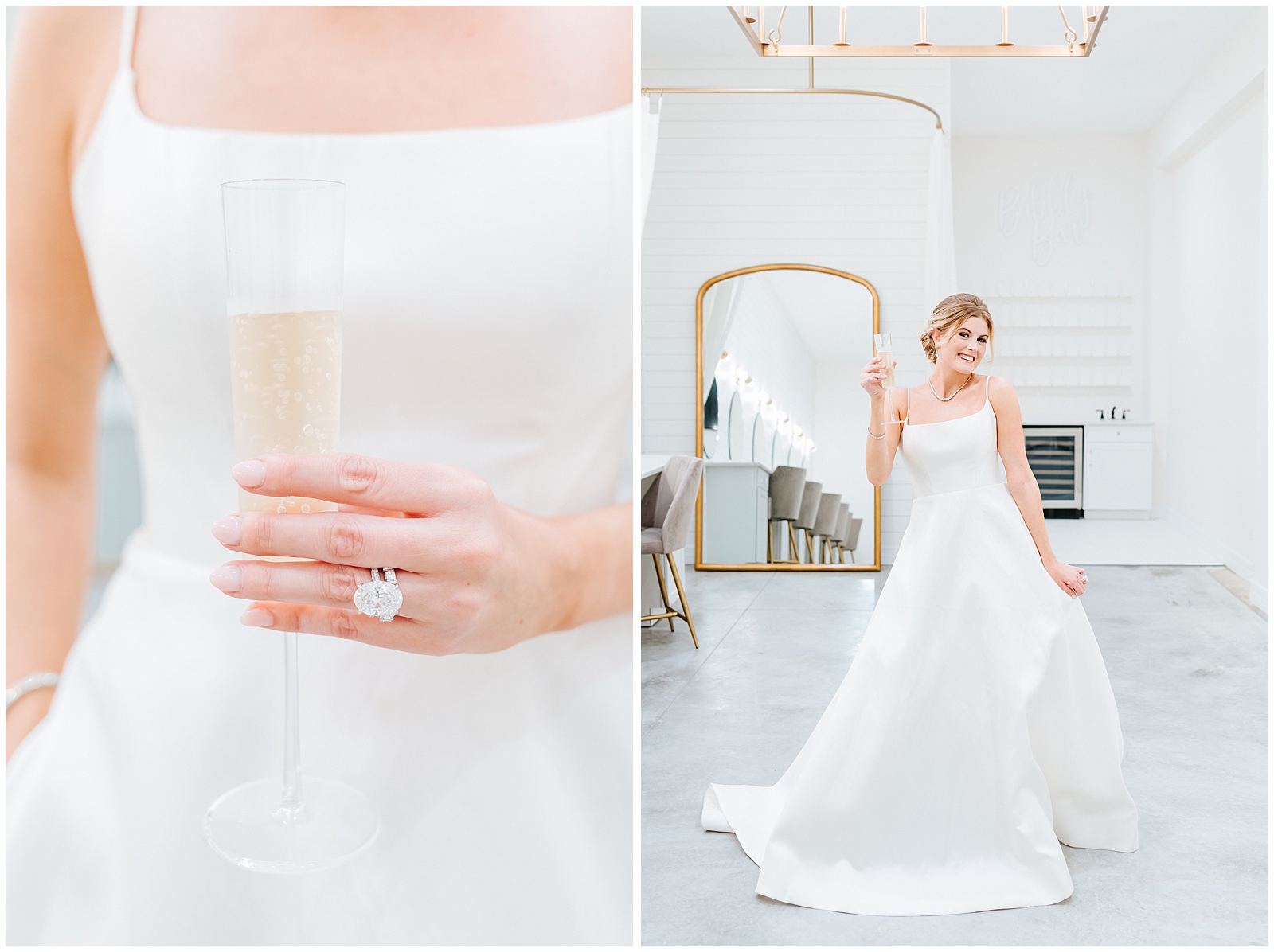 Bride Toasting Champagne in her getting ready suite at Simpson Lakes Events in Dade City, Florida