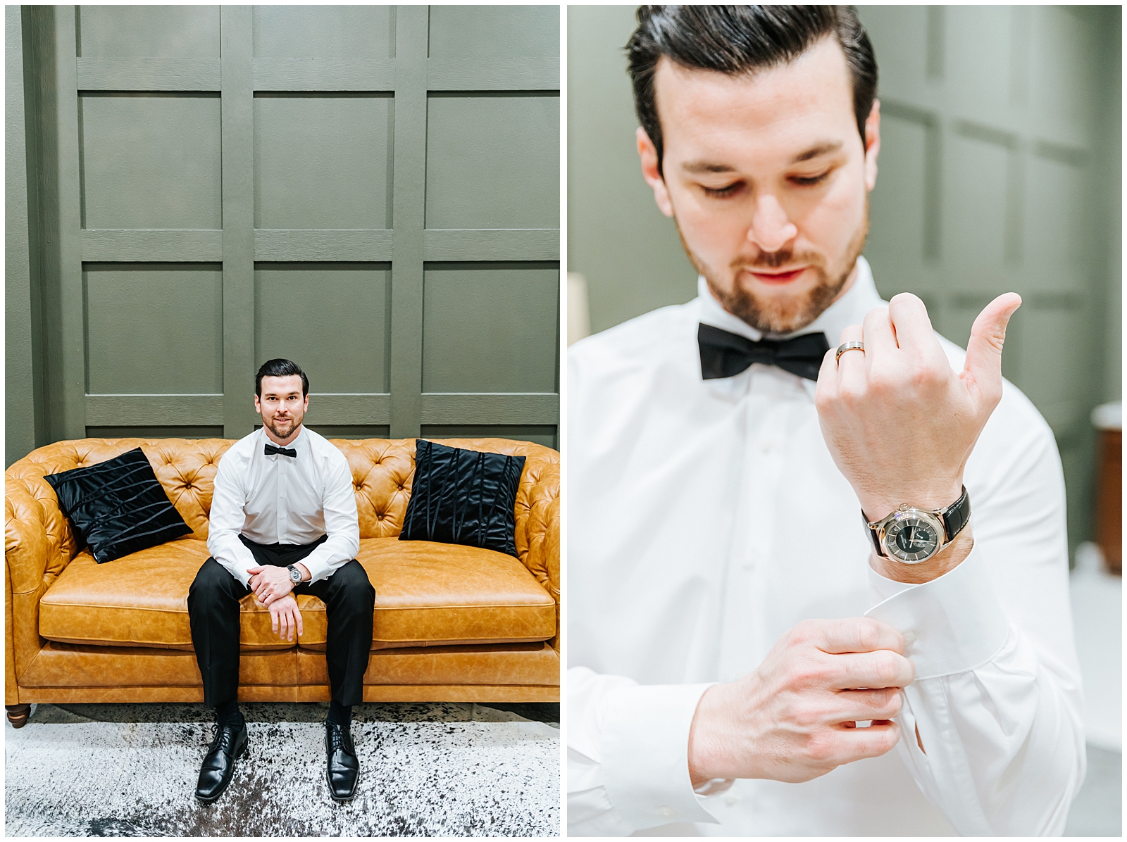Groom Getting Ready in his suite at Classic Elegant Florida Wedding